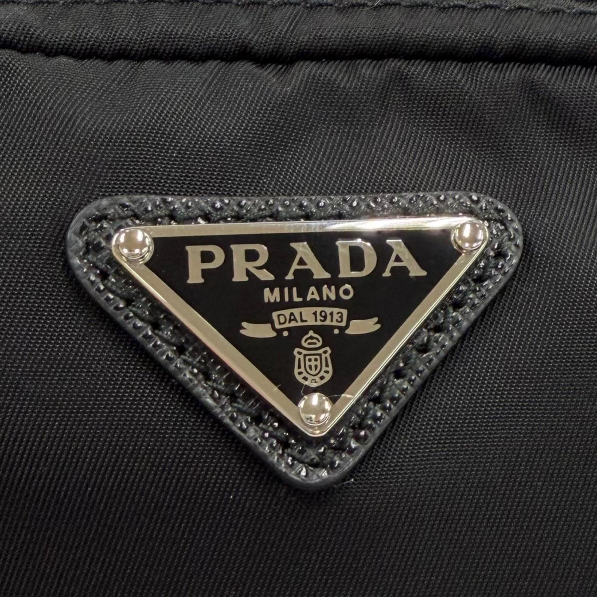 PRADA 1ND339 Micro Re-Nylon Pouch with FRID Tag, Triangle Logo, Cosmetic Pouch, Black, Made in Italy, Women's, Dust Bag — Like New
