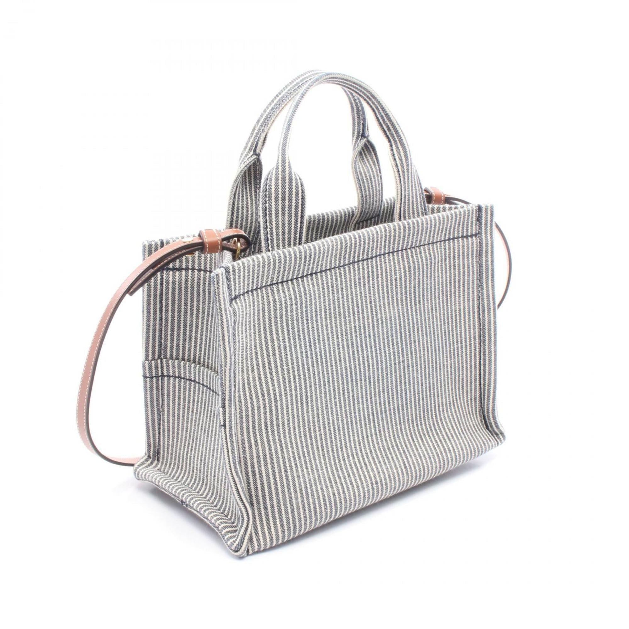 Celine Small Cabas Tais Tote Bag, Canvas and Leather, Women's, Navy, White, Brown, 199162