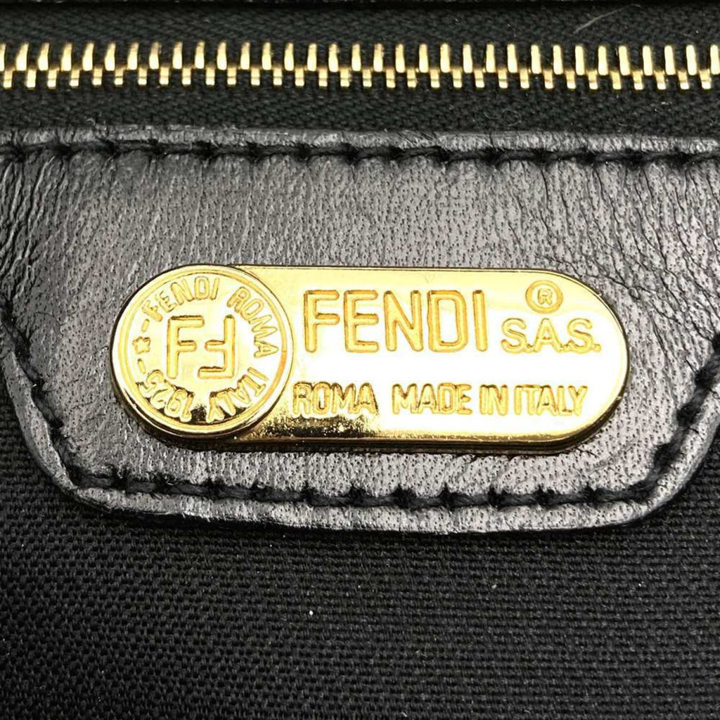 FENDI 06 11 15328 982 Shoulder Bag FF Nylon Leather Black Women's