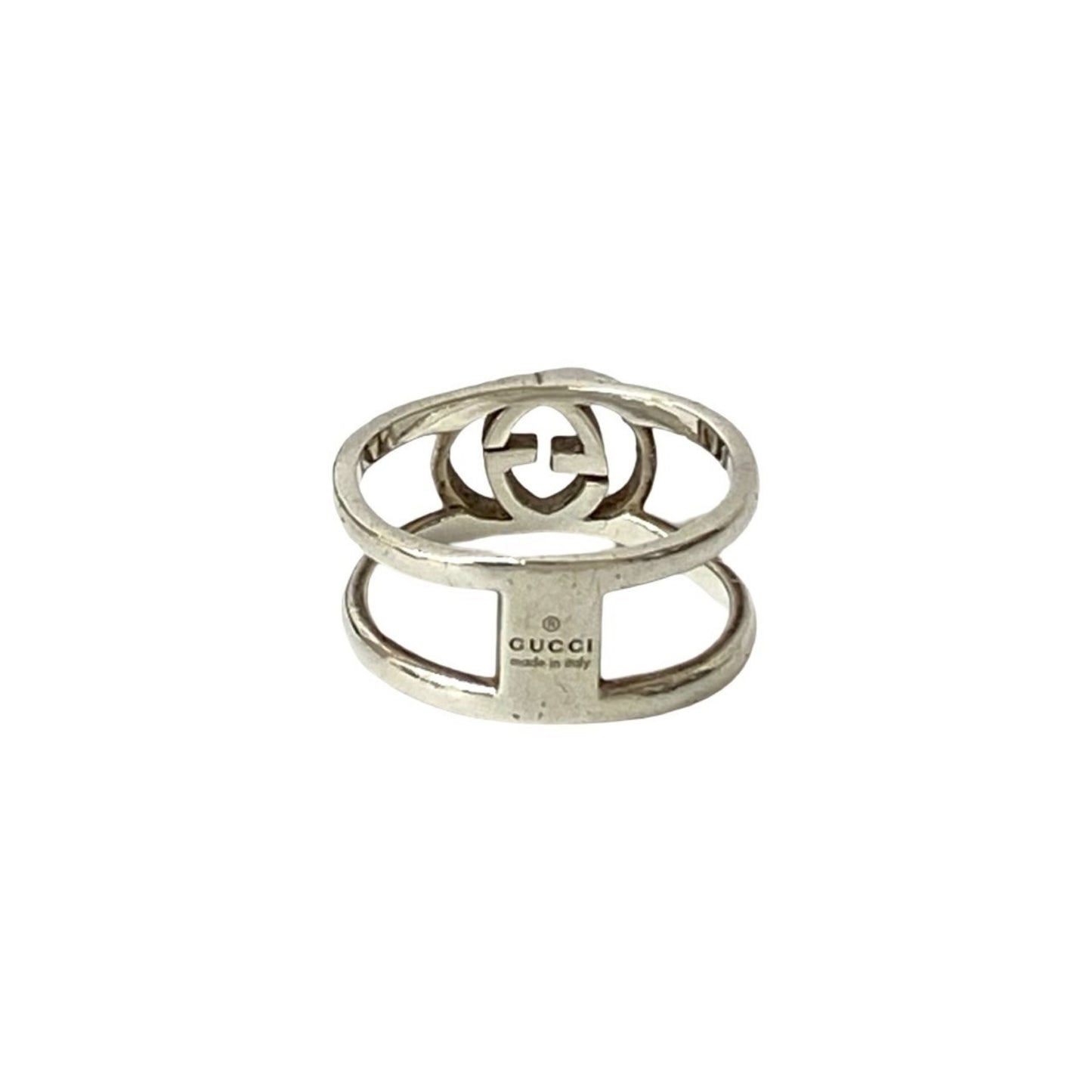 GUCCI Interlocking G Open Hand Ring in Sterling Silver (l22-8)