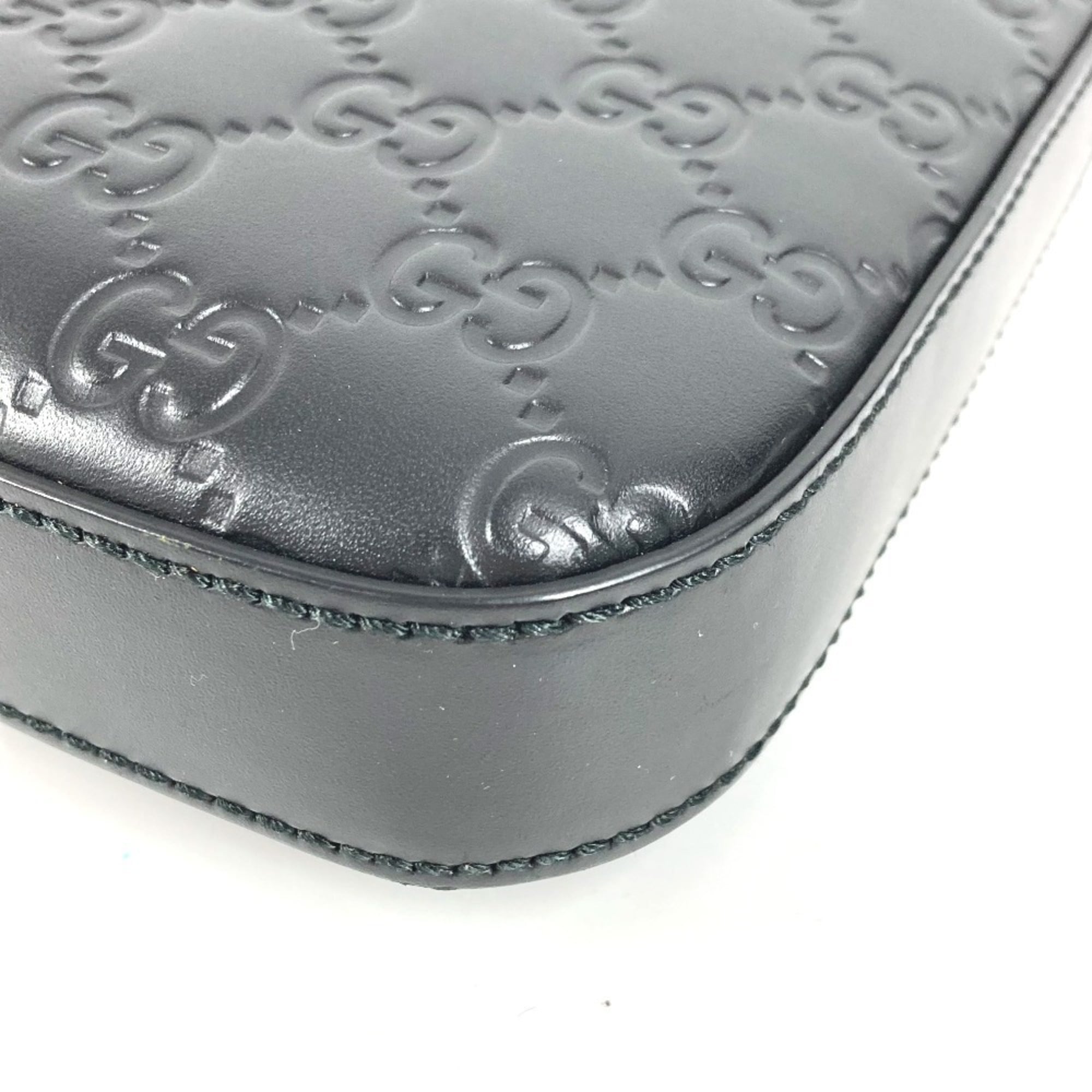 GUCCI 406410 GG Embossed Guccissima Logo Bag, Crossbody Pouch, Shoulder Leather, Black, Men's and Women's — Like New
