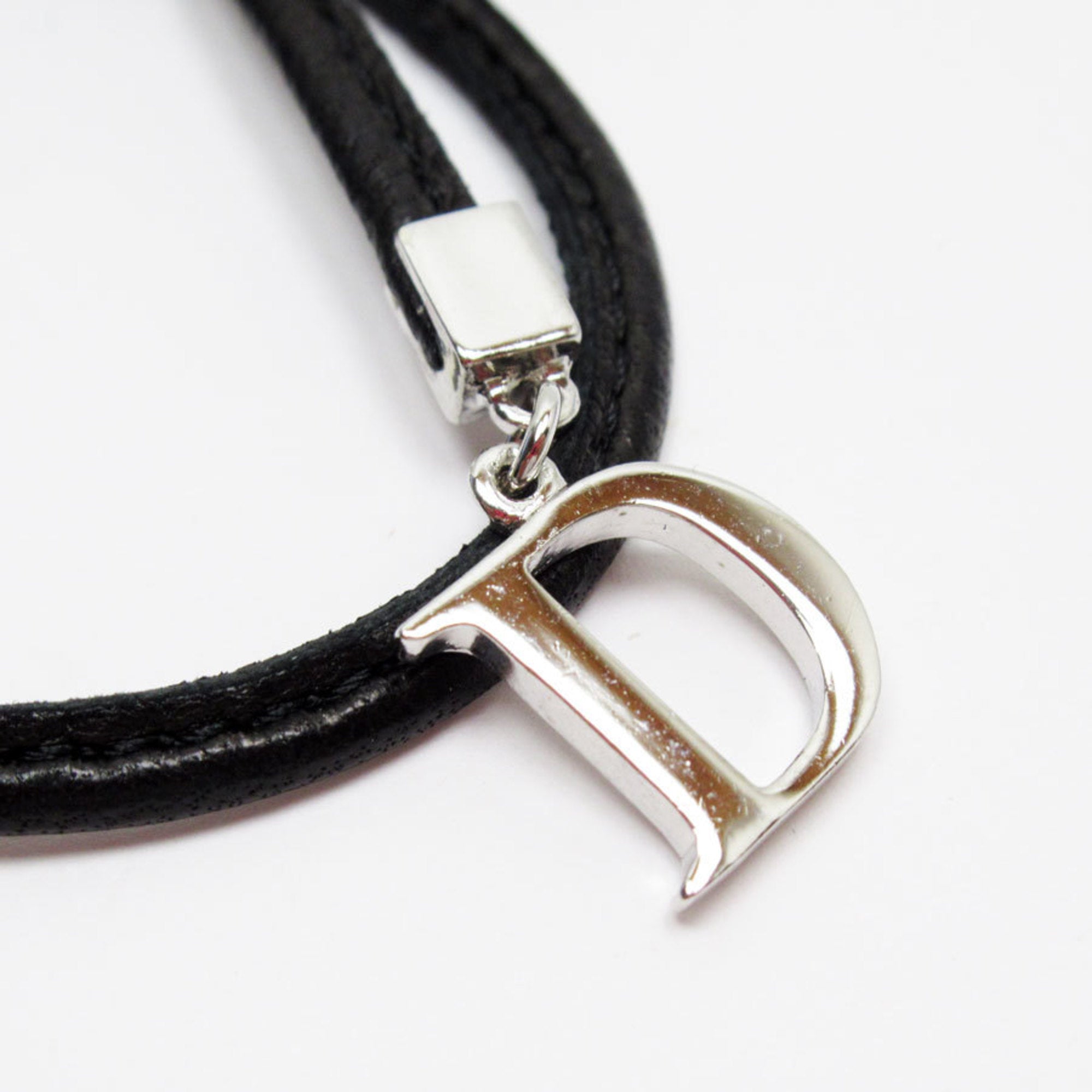 Christian Dior bracelet leather metal black women's t19011a