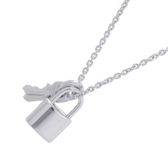 Louis Vuitton Pendant Lockit Necklace, 18K White Gold, Q93320. (LOUIS VUITTON pendant necklace) — Like New