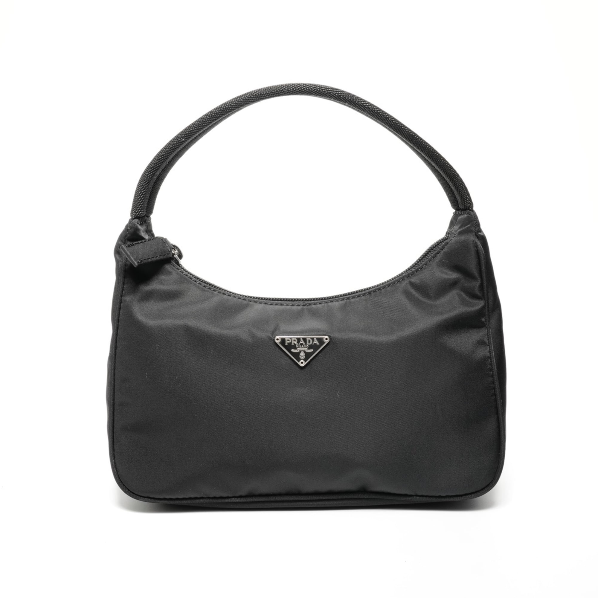 Prada nylon hobo handbag in black