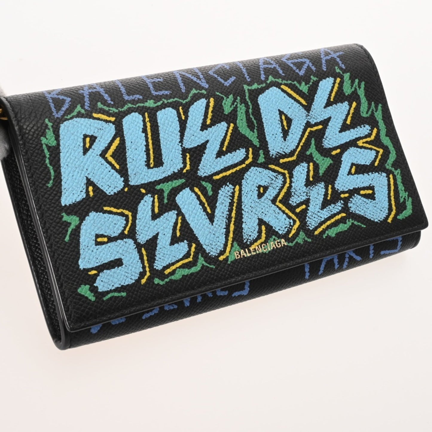 BALENCIAGA Chain Wallet Black 579309 Women's Calf Leather Shoulder Bag A Rank Pre-owned Ginzo