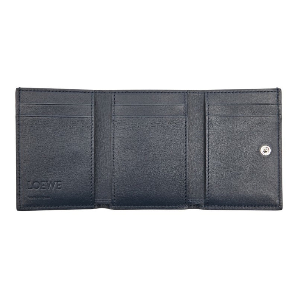 LOEWE Anagram Trifold Wallet, Navy Leather, Women's