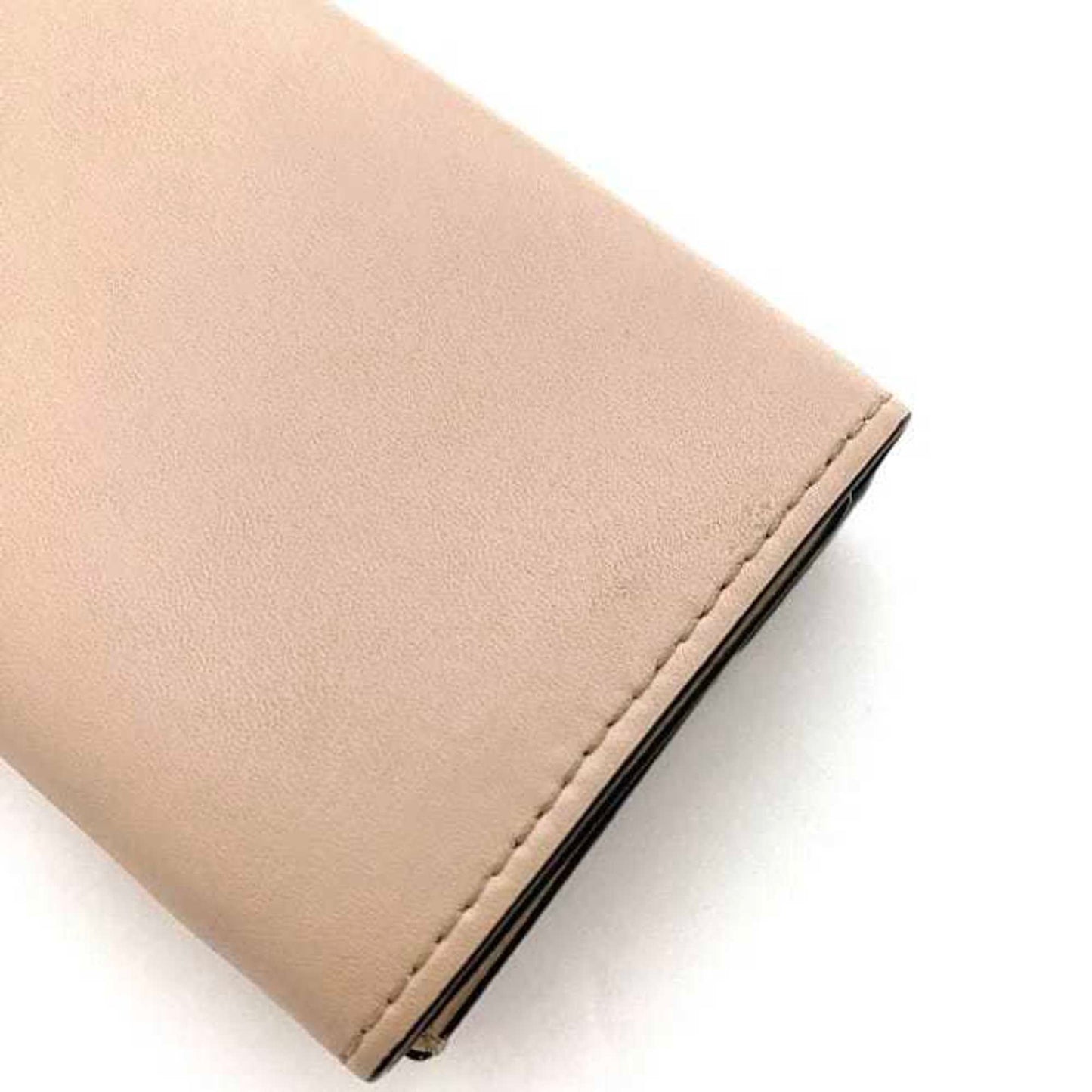 Fendi Trifold Wallet Pink Beige Gold Fizu 8M0395 Leather GP FENDI Circle Women's