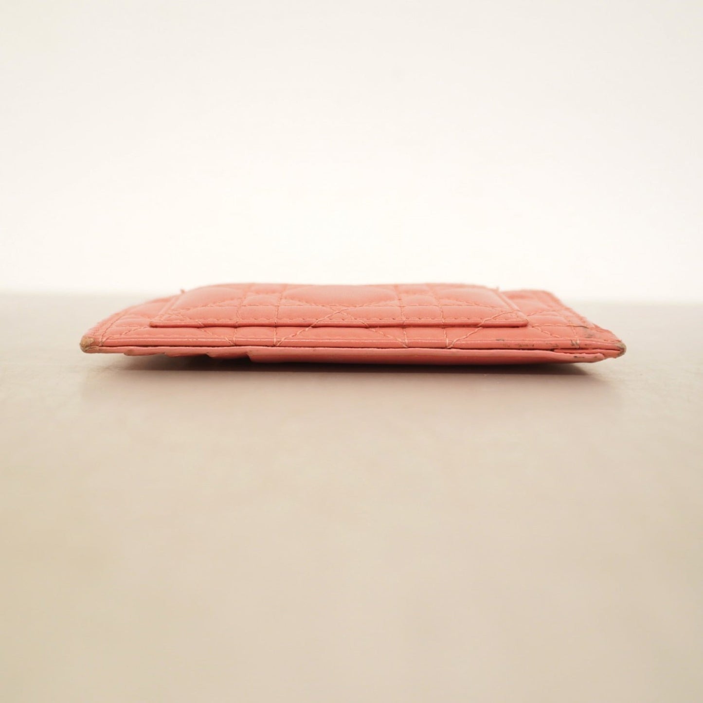 Christian Dior Cannage Leather Wallet/Coin Case, Pink, Women's