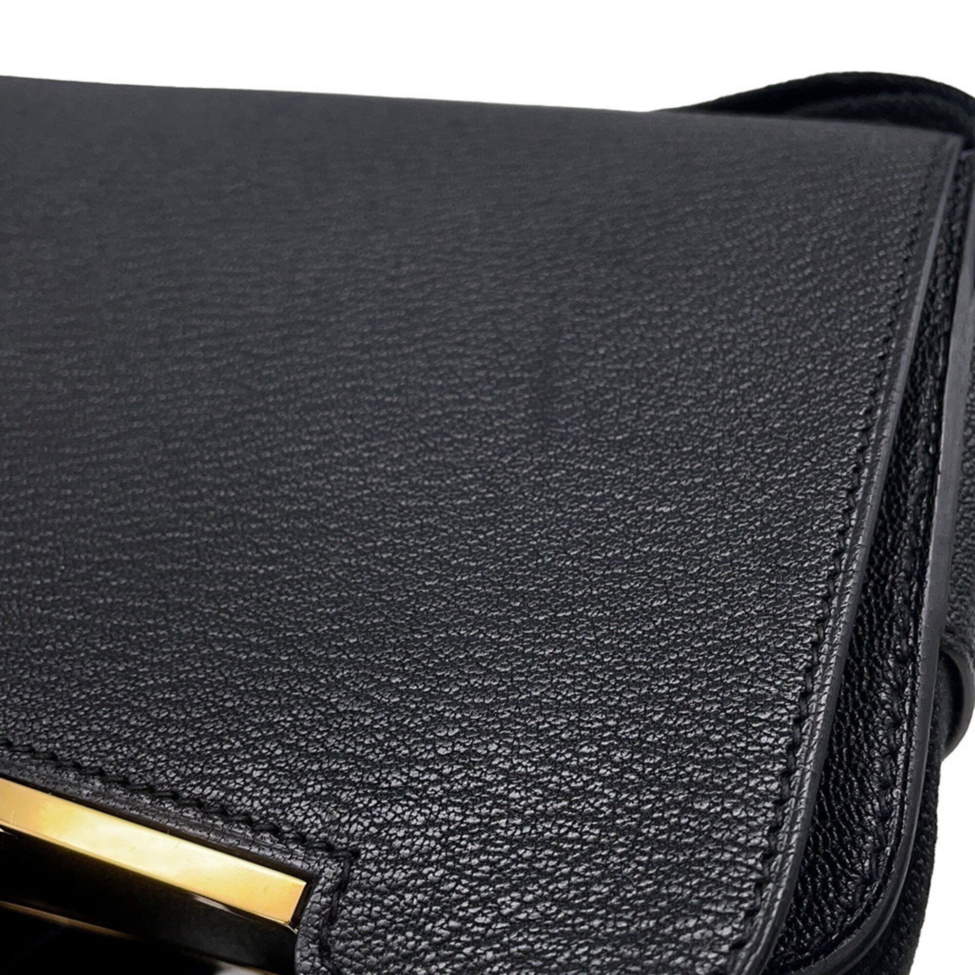 Hermes Shoulder Bag Geta Black Chevre Mysore B Stamp HERMES Handbag — Like New