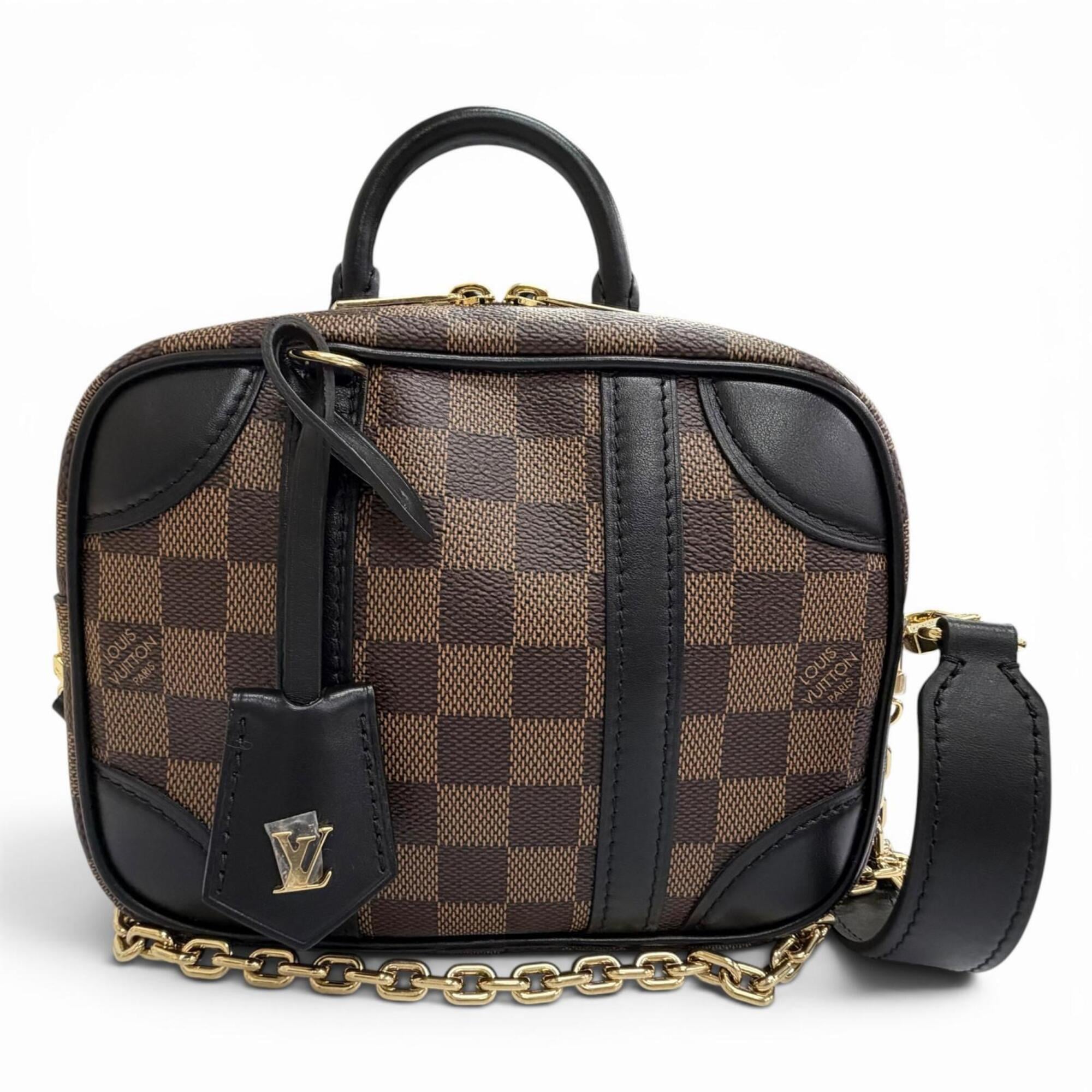 LOUIS VUITTON N50063 Damier Valisette Souple BB Canvas Shoulder Bag, Brown, Made in France, Women's, with Dust Bag — Like New