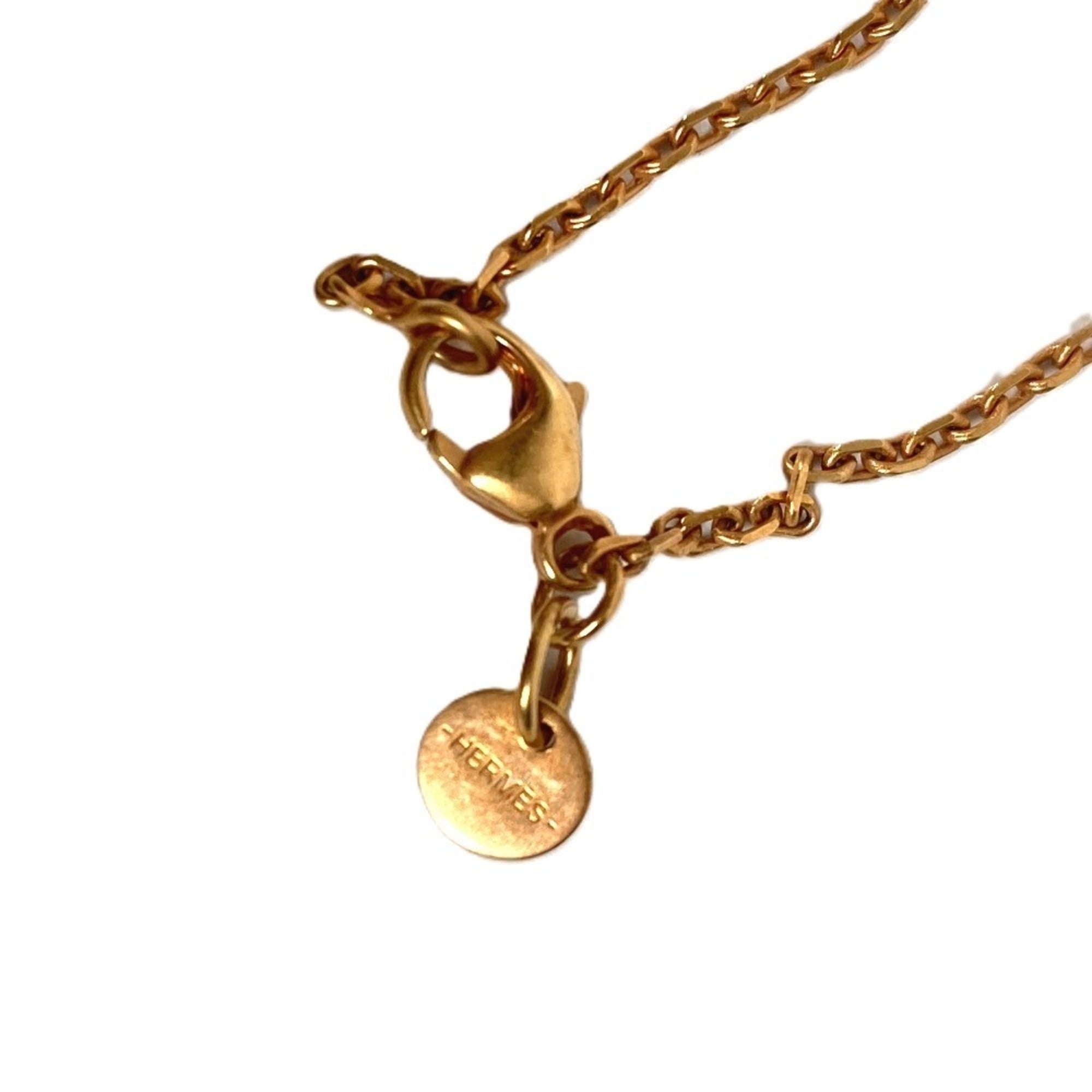 HERMES Heart Chain As de Coeur PM Pendant Necklace, Leather, Metal, Women's, Black — Like New