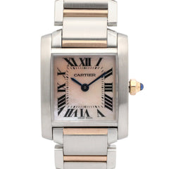 Cartier Tank Française SM Watch, 18K Pink Gold (PG), Stainless Steel, Ladies', Tone, Shell, W51027Q4 — Very Good