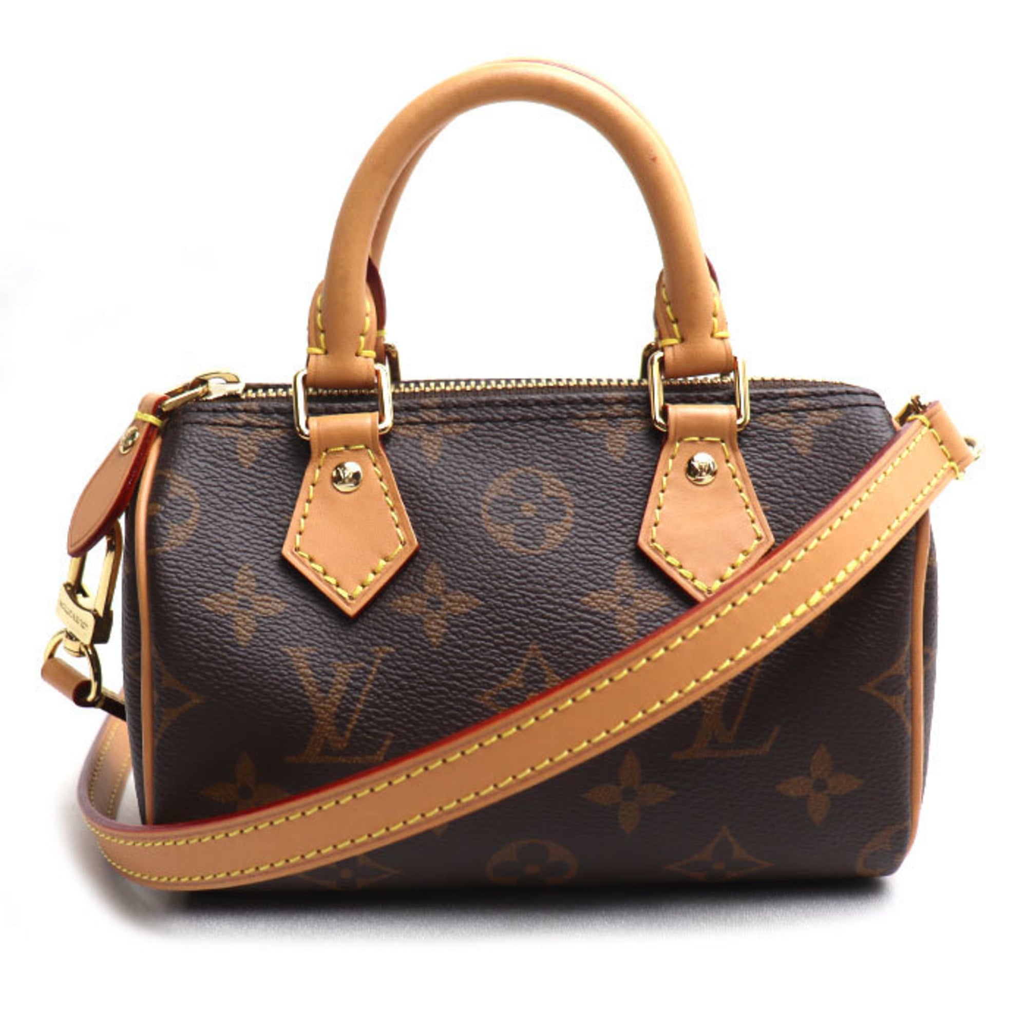 LOUIS VUITTON Louis Vuitton Nano Speedy 2-Way Shoulder Bag Brown M81085 Women's