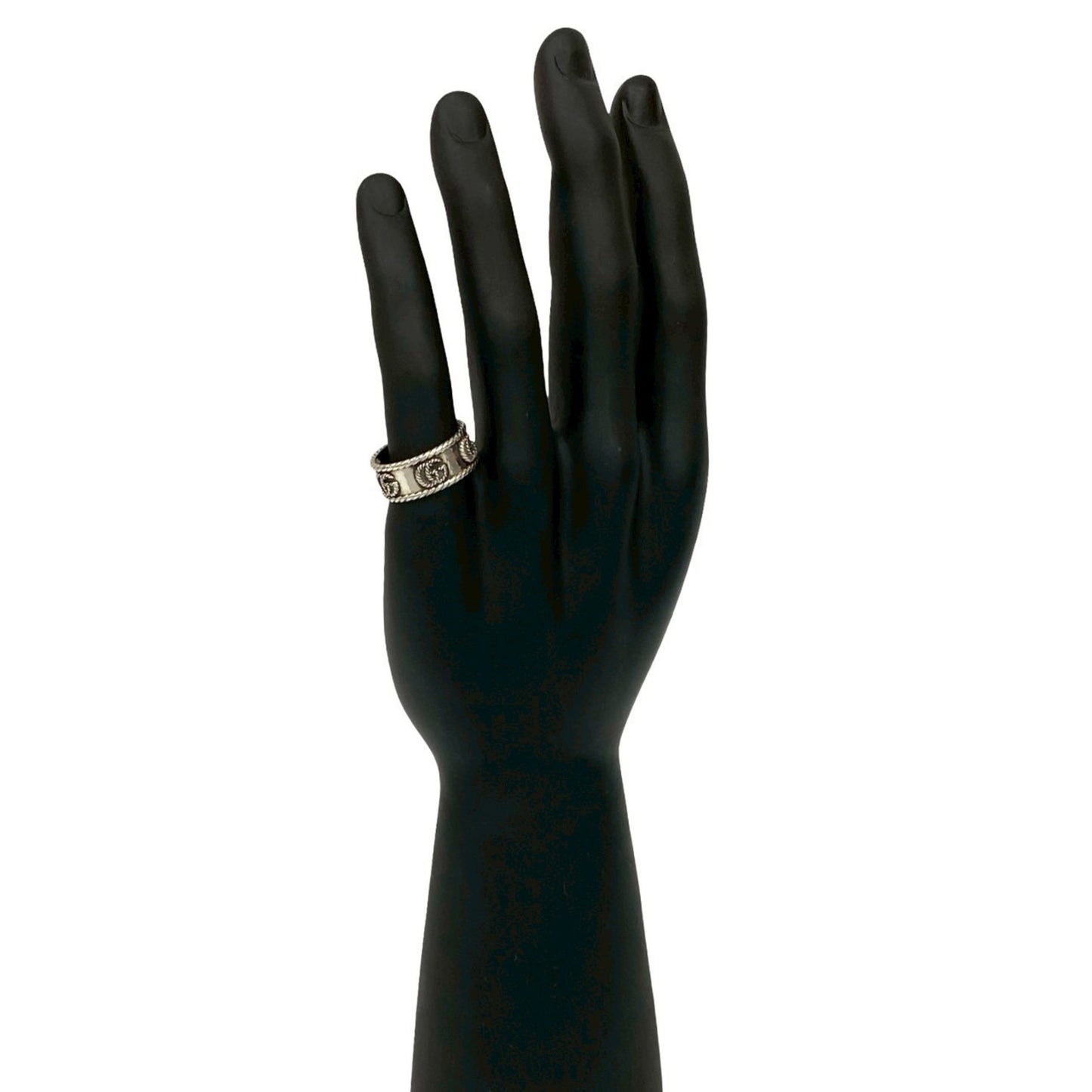 GUCCI Double G Wide Ring, Sterling Silver, Size 20, Men's, 51441