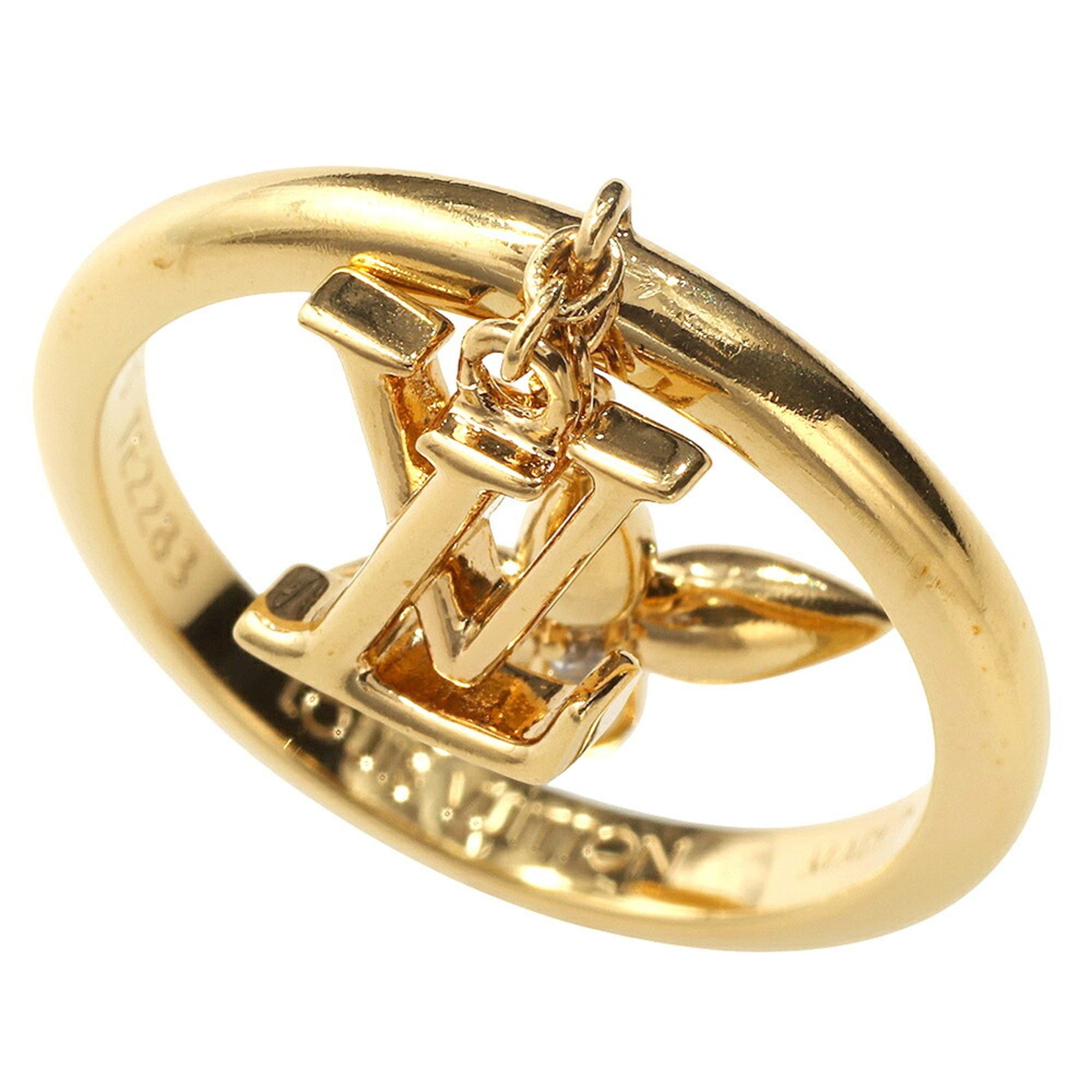 Louis Vuitton Louisette Signature Ring M1436S with Rhinestones, Size S (9.5) — Like New