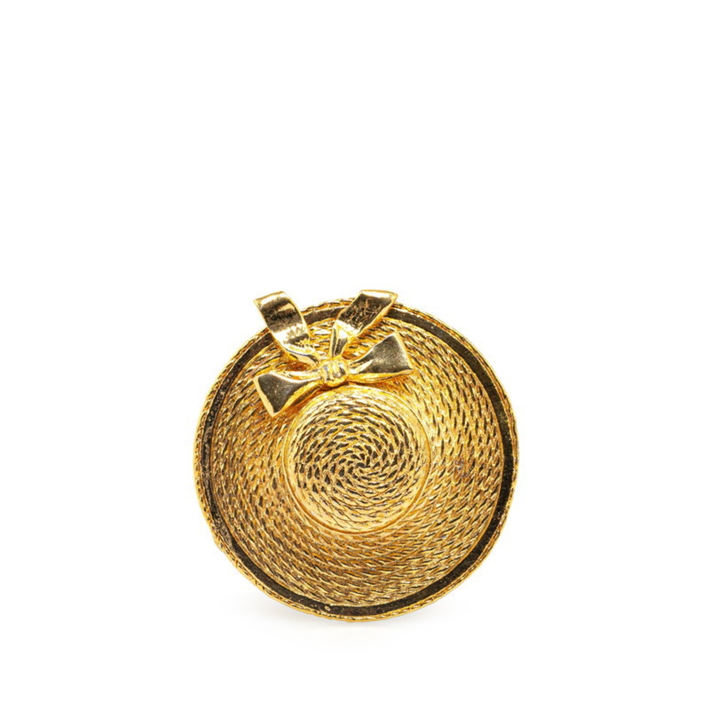 Chanel Straw Hat Ribbon Motif Brooch Gold Plated Women's CHANEL