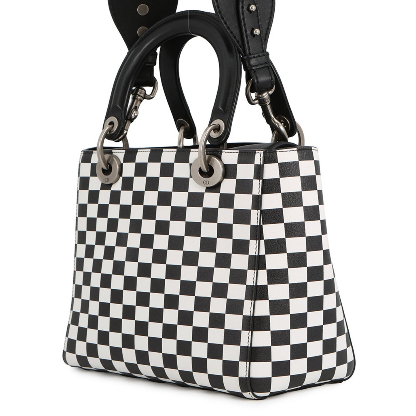 Christian Dior Lady Checker Medium Leather Handbag, 2-way