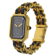 Chanel Premiere S Watch H0001 Gold Plated x Leather Black Quartz Analog Dial Ladies — Good