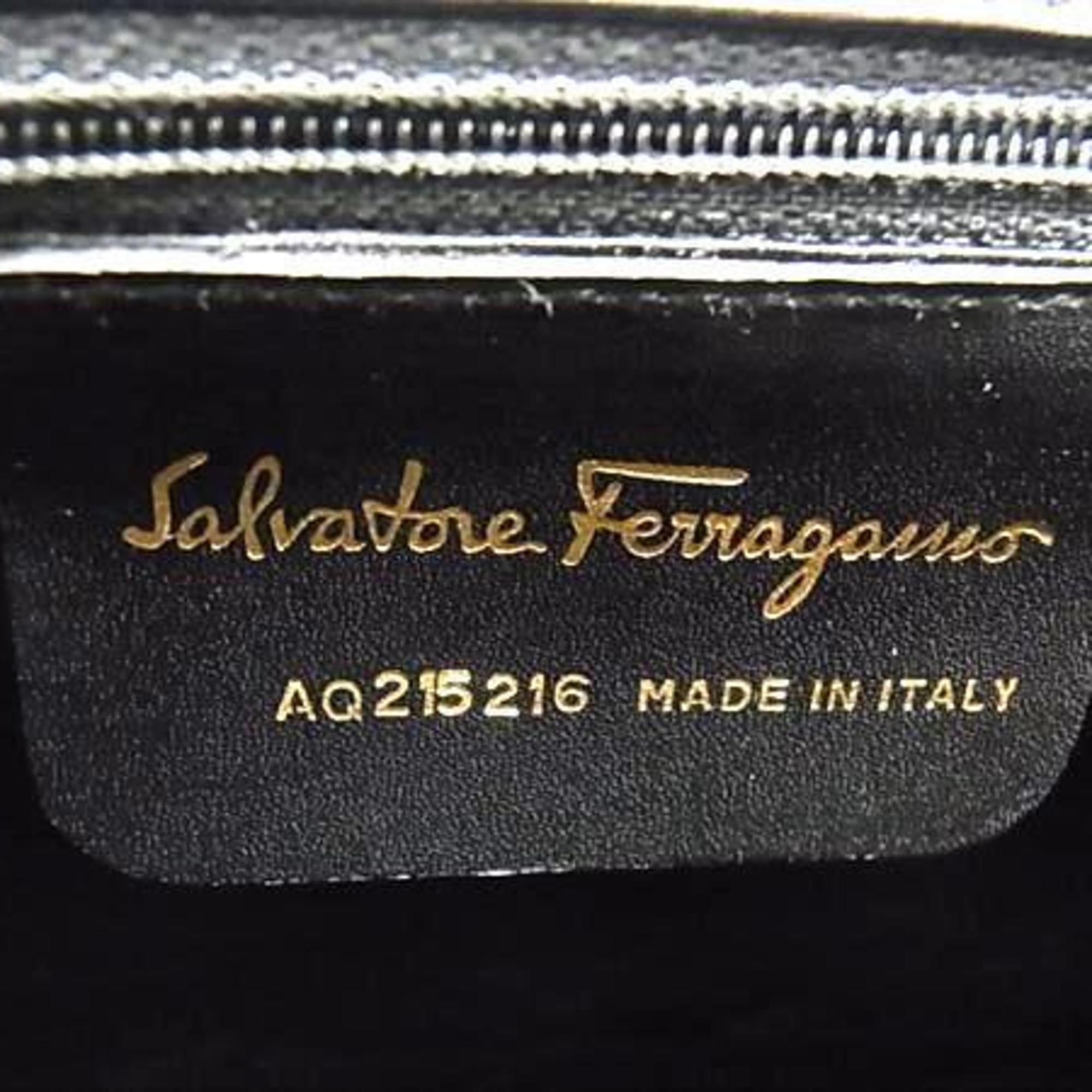 Salvatore Ferragamo Vara Ribbon Handbag AQ215216 Black Leather Women's