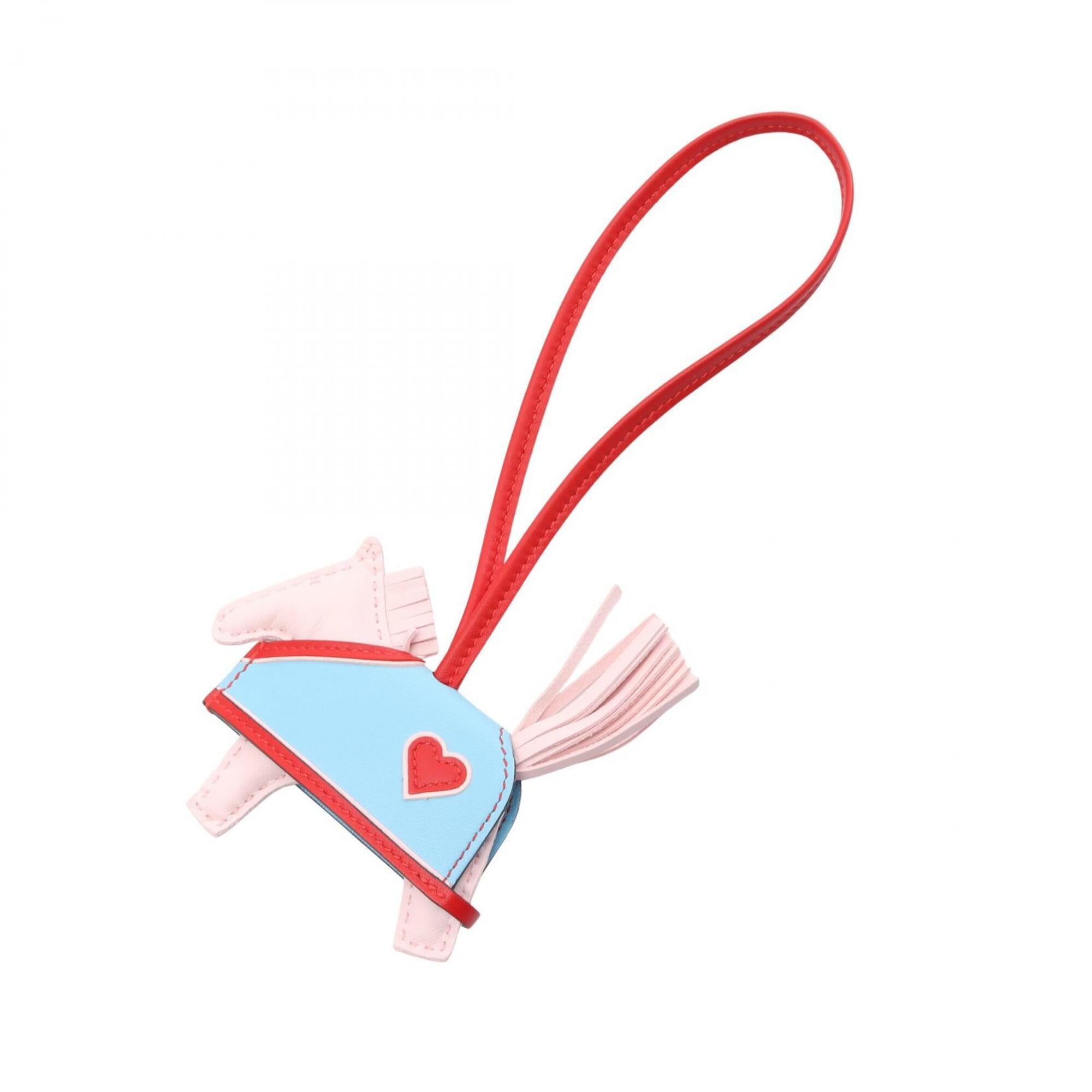 Hermes Rodeo PM Robeo Coeur Rose Darling Rouge Ladue Celeste Charm Accessory Agneau Milo Veau Swift Women's Pink Blue Red — New - Store Return
