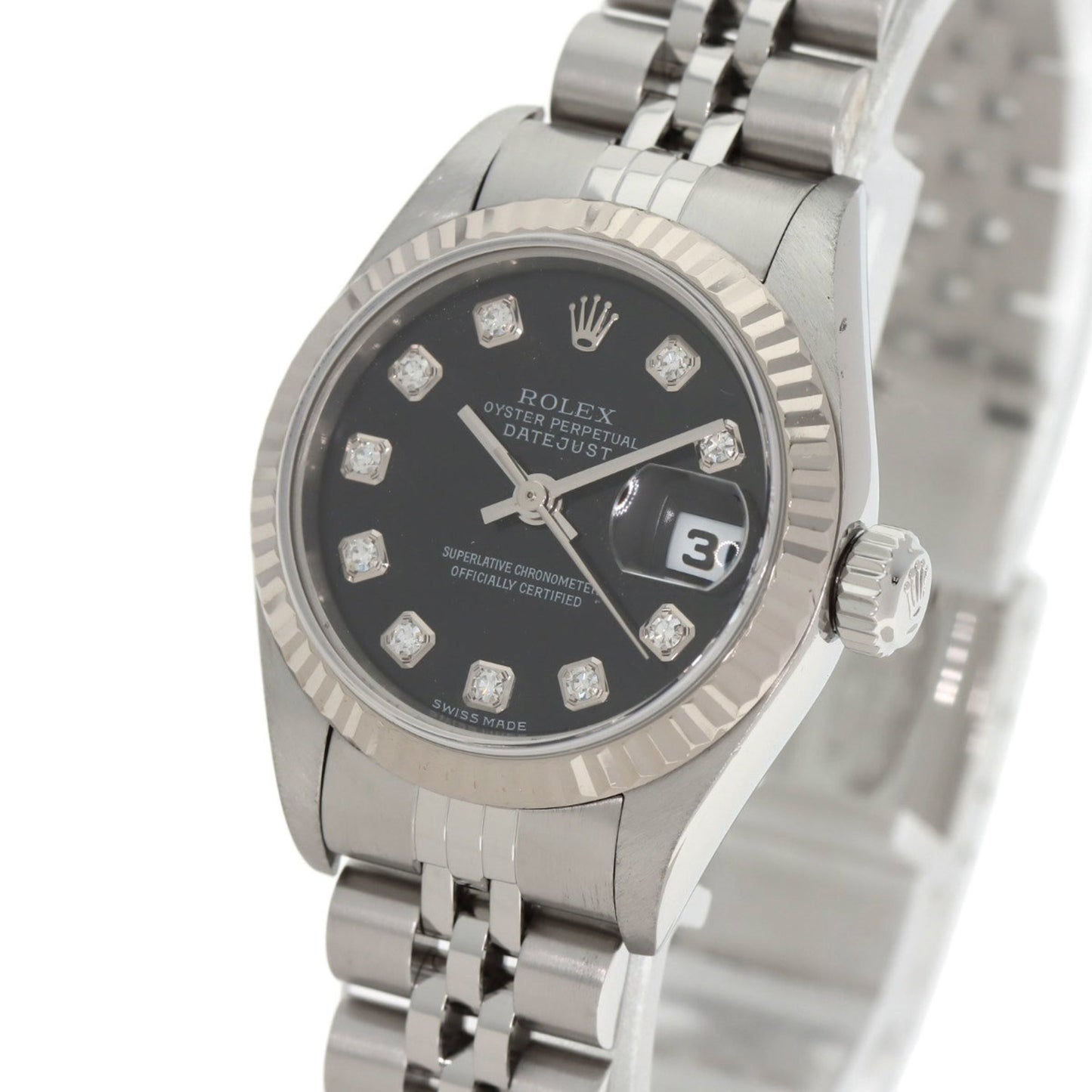 Rolex 79174G Datejust 10P Diamond Watch in Stainless Steel SS 18K White Gold for Women