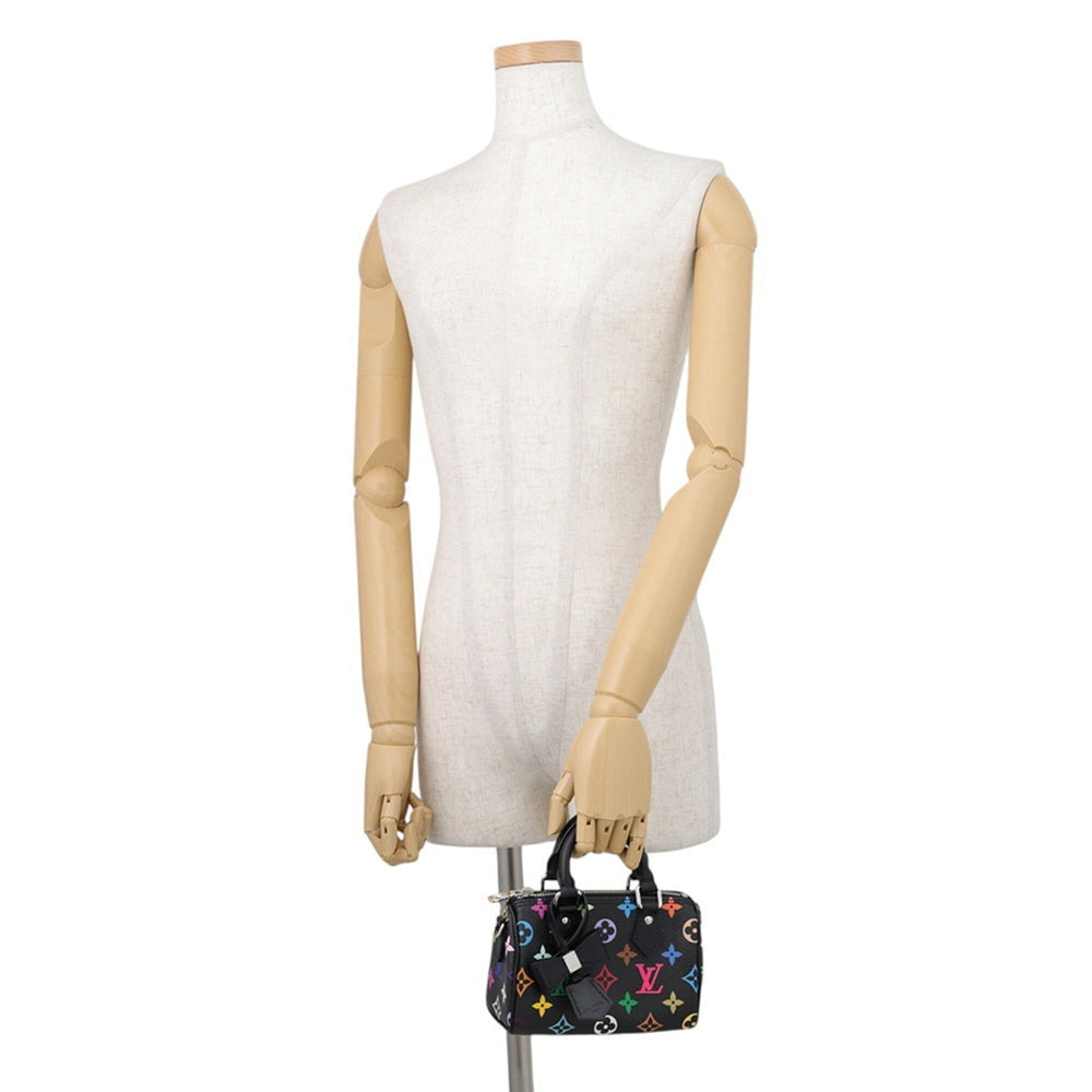 Louis Vuitton handbag, Monogram Multicolor LV X™ Nano Speedy M13406, 2-way design by Takashi Murakami, black, handbag for women, LOUIS VUITTON — Like New
