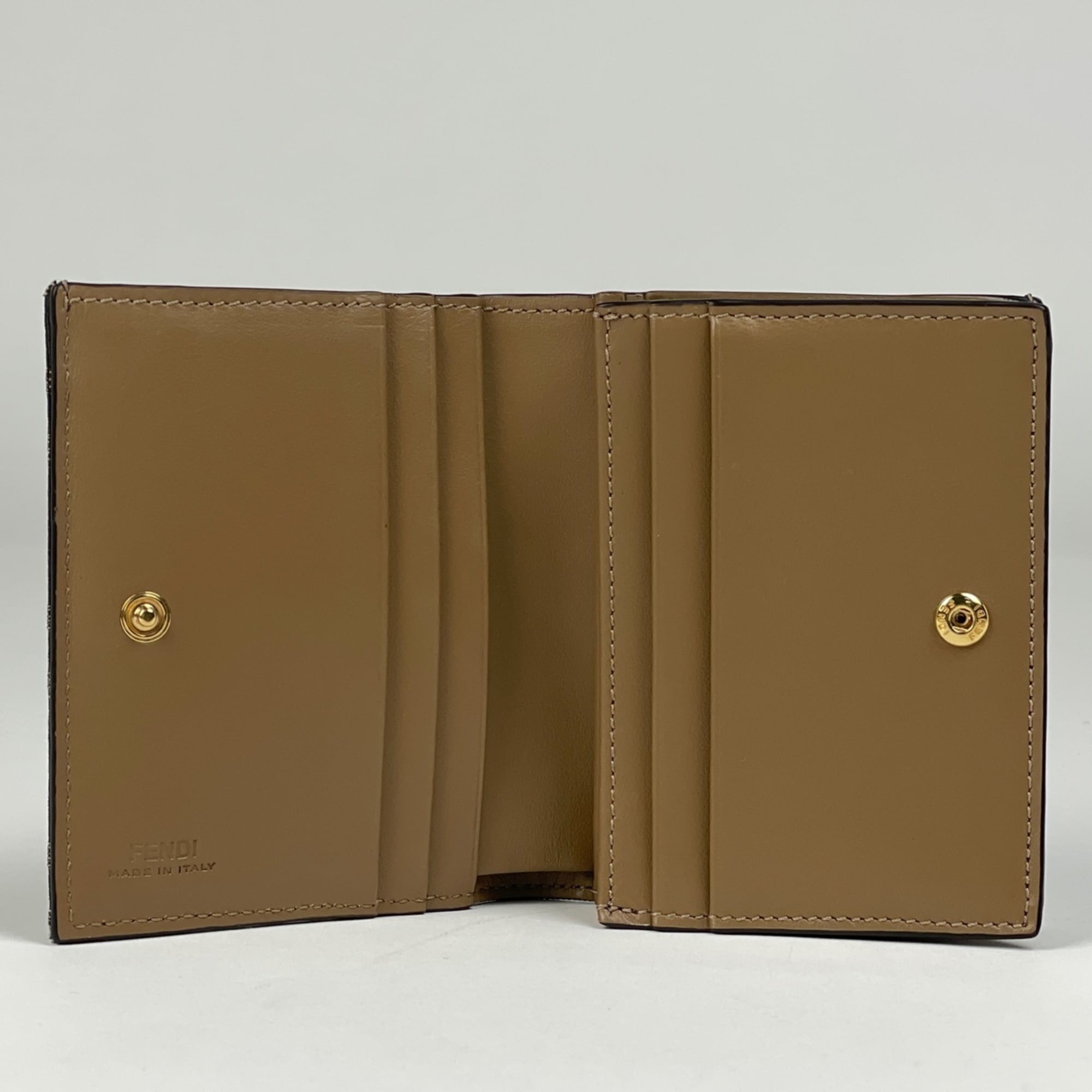 Fendi Zucca Print Bifold Wallet with Bill Compartment and Coin Purse, Brown Canvas, A98P, Women's