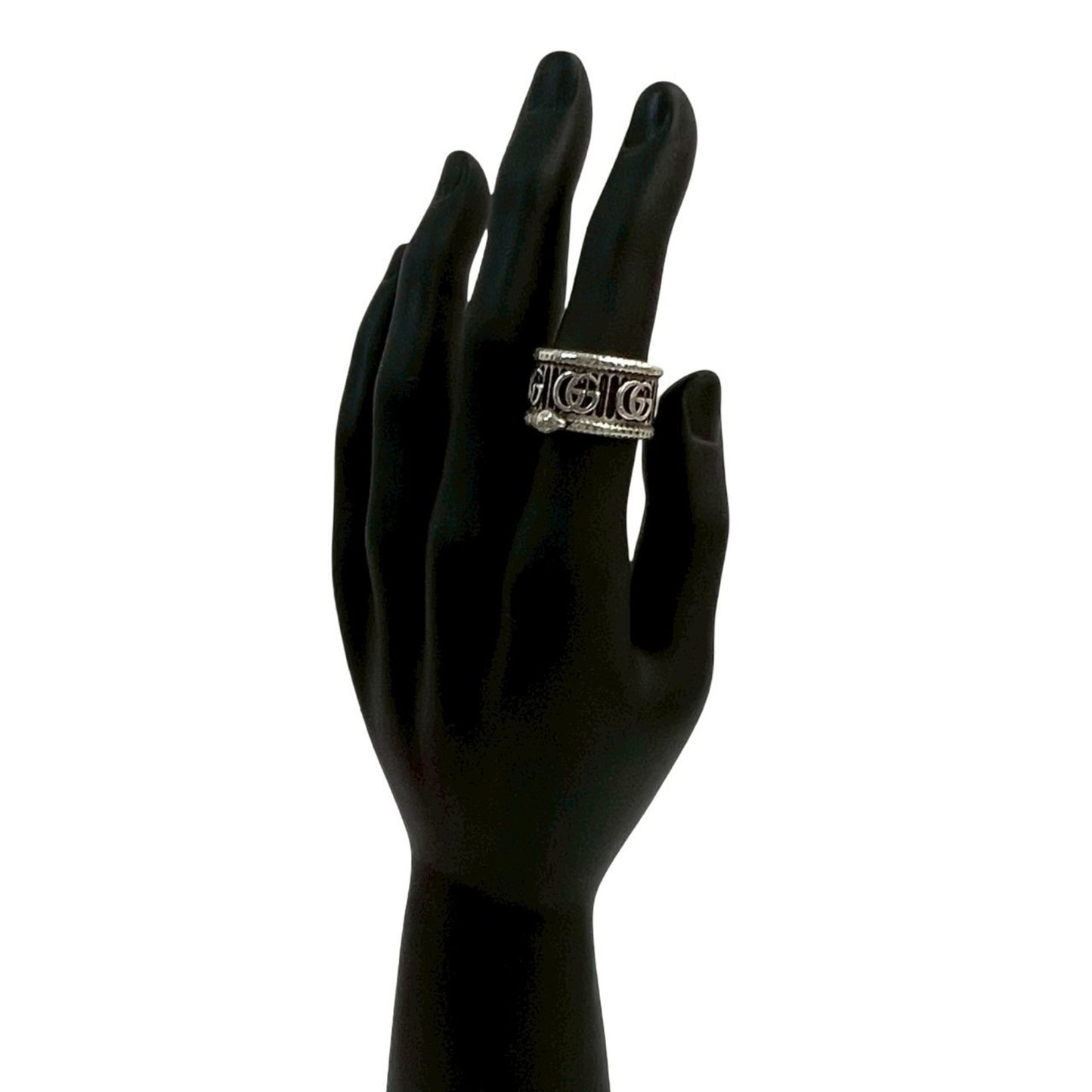 GUCCI Interlocking Double G Snake Ring, 925 Sterling Silver, Size 20, Men's, 43680