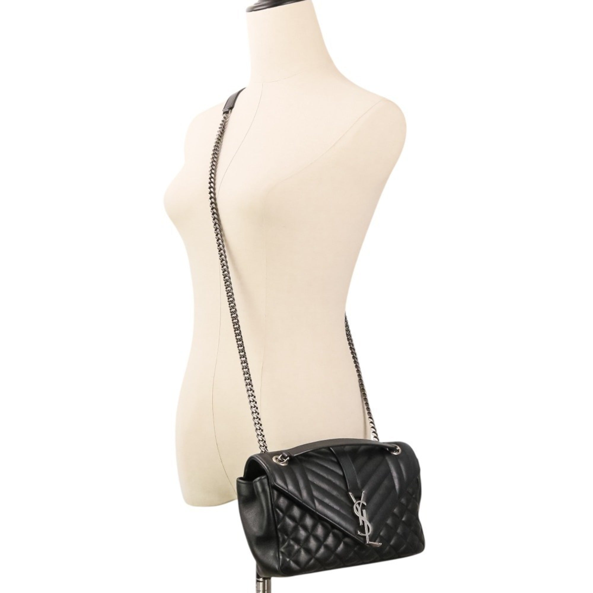 Yves Saint Laurent SAINT LAURENT PARIS Classic Small Satchel Leather Shoulder Bag 428125 Black Women's — Like New