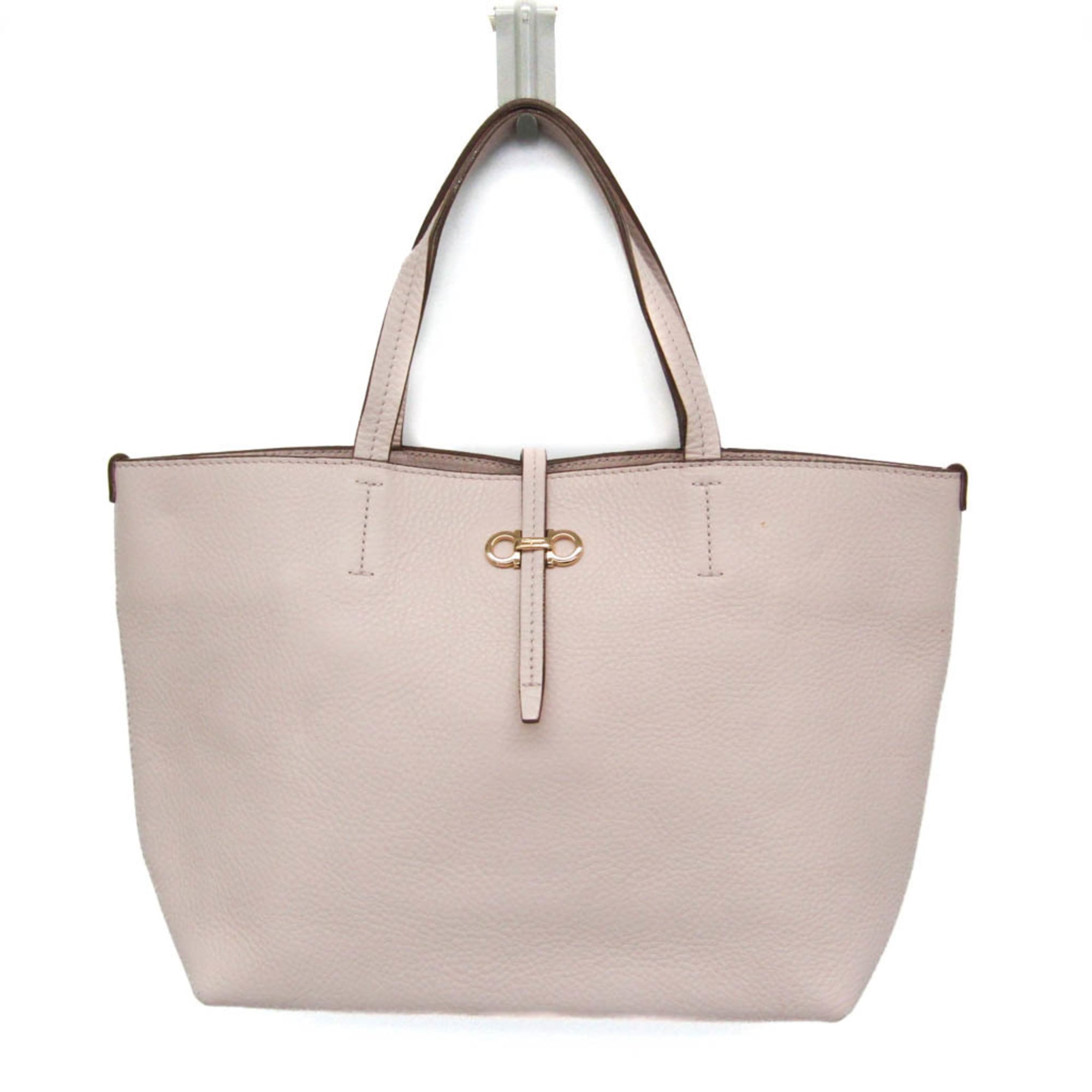 Salvatore Ferragamo Gancini FJ-21 C391 Women's Leather Tote Bag Light Pink