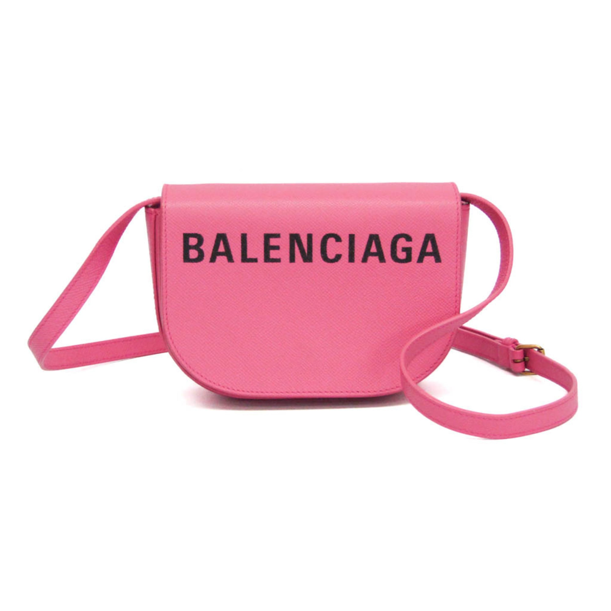 Balenciaga Ville 550639 Women's Leather Shoulder Bag Pink