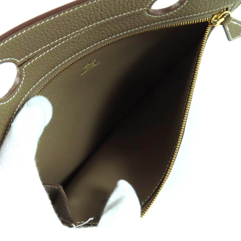 HERMES Etoupe Togo Leather Bag with Gold Hardware, Zippered, Pocket, U Stamp, Comes Box and Dust Bag, Made in France, Women's — New - Store Return
