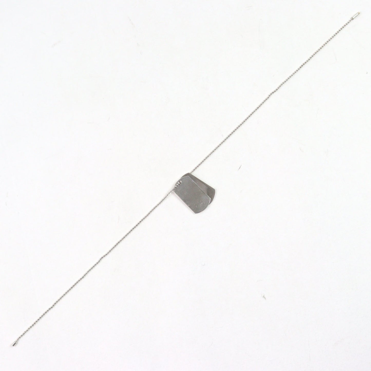 GUCCI 925 Silver Double Dog Tag Ball Chain Necklace with Engraved Logo, Made in Italy, Weight 50.79g, Recommended for Men