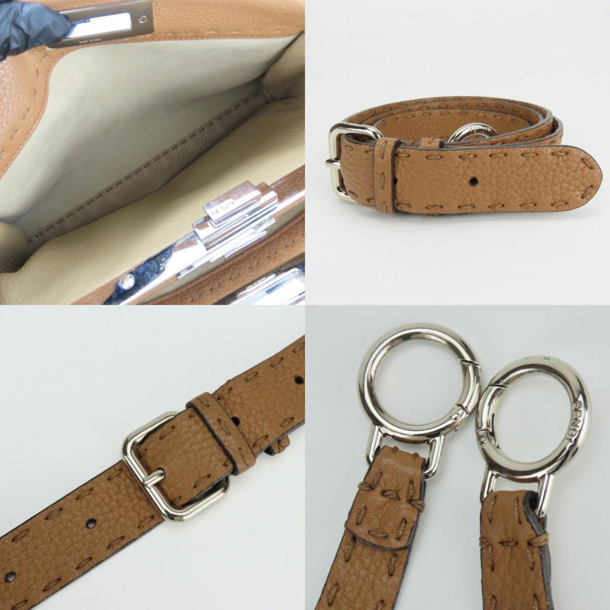 FENDI Handbag Peekaboo 8BN290 Selleria Leather Brown Shoulder Bag Women's