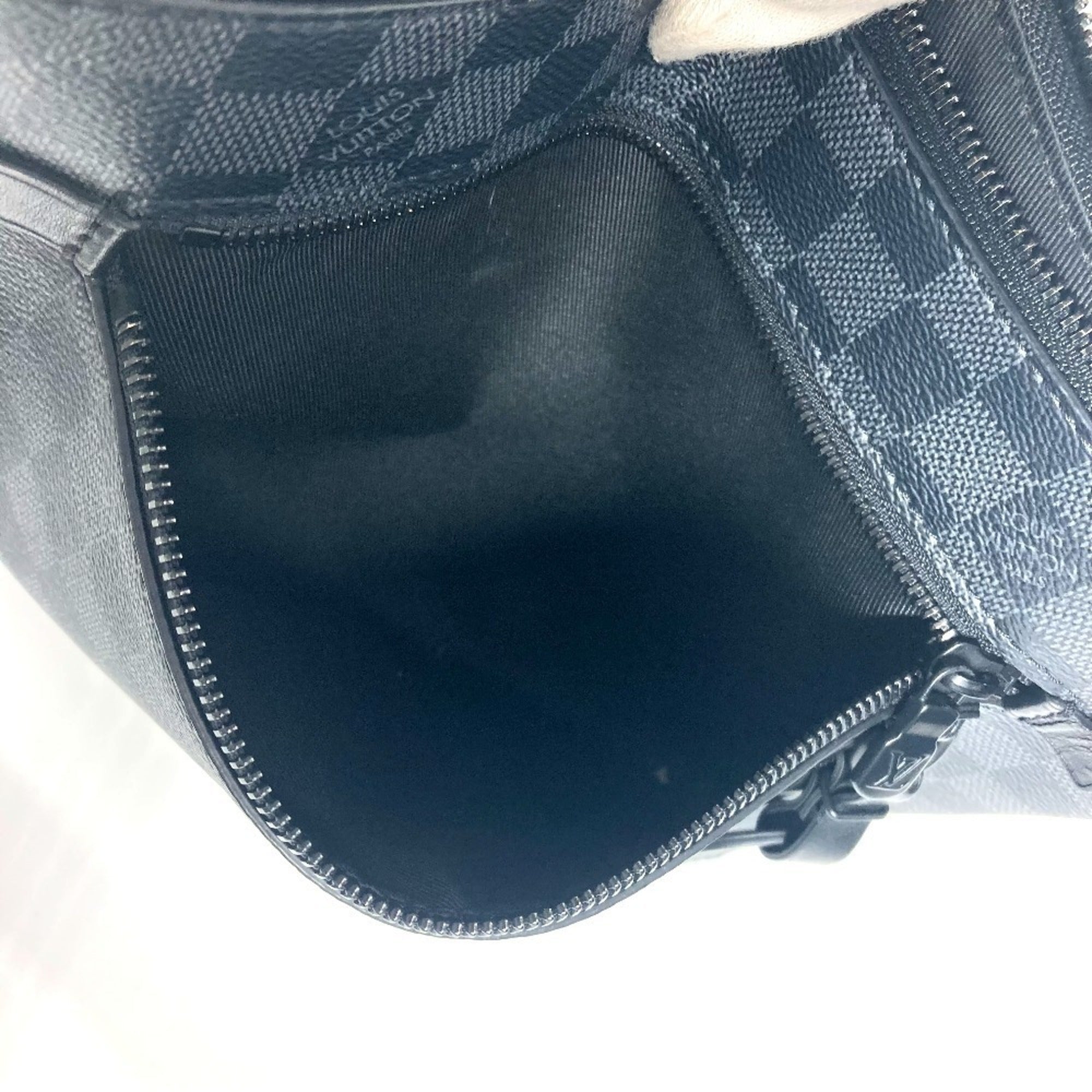 LOUIS VUITTON N40505 Damier Graphite Take-Off Pouch Bag Second Clutch with Strap Canvas Men's Women's Black — Like New