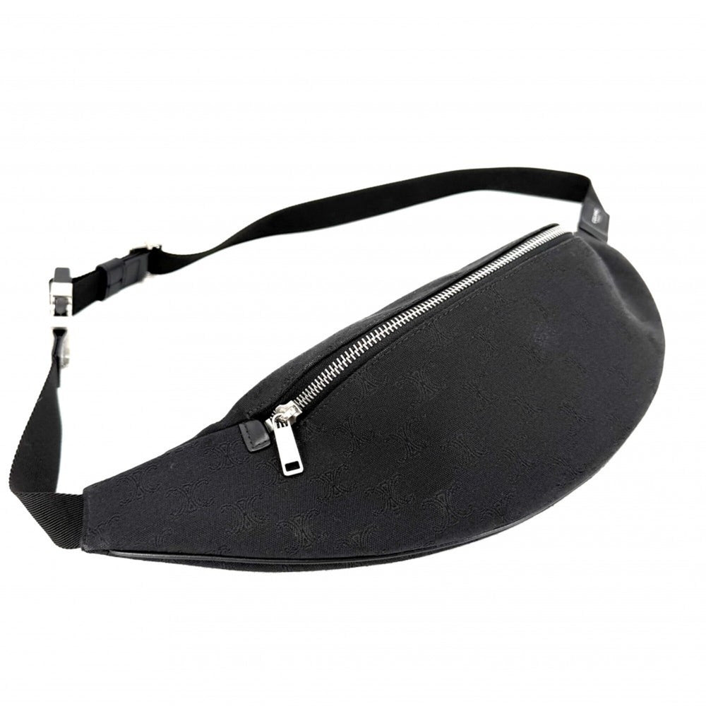 Celine Triomphe Belt Bag/Waist Bag for Men, Black Canvas, Silver Hardware — Like New