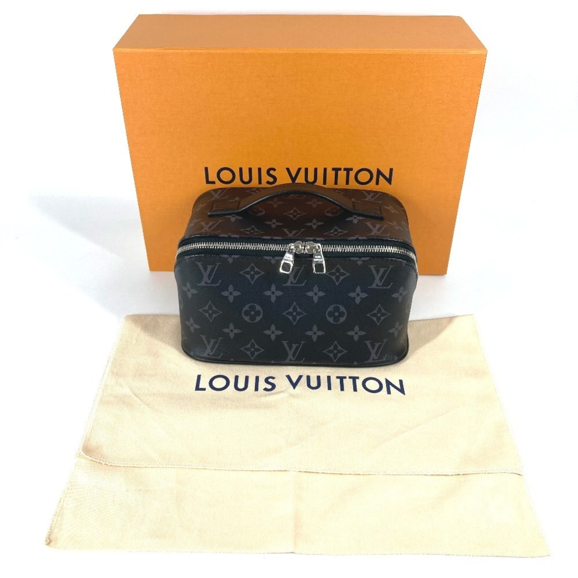LOUIS VUITTON M11508 Monogram Eclipse Toiletry Bag, Pouch, Second Clutch Handbag, Canvas, Men's, Black — Like New