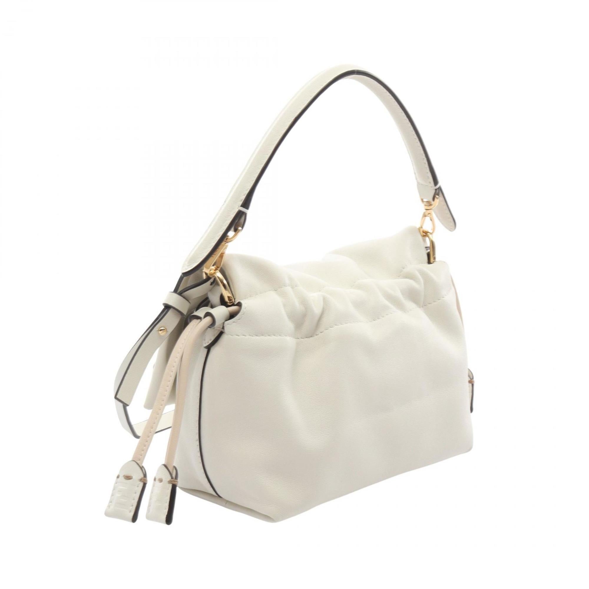 Fendi Mamma Baguette small handbag, leather, women's, white, 8BS105ABVEF0K7E