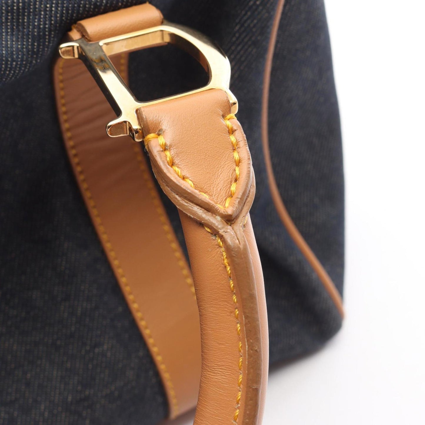 Christian Dior Dior tote bag, denim and leather, women's, navy brown