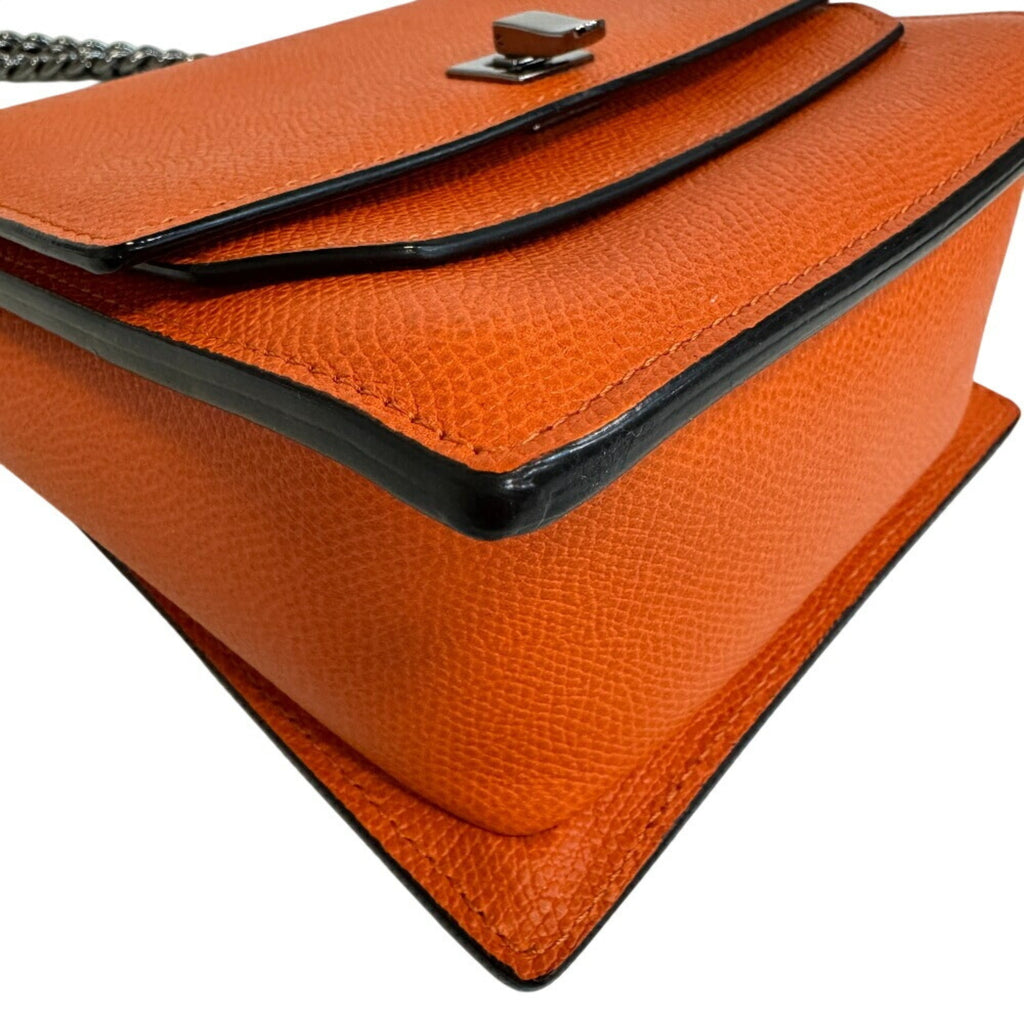 Valextra Spritzer Small Crossbody Chain Shoulder Bag, Orange, Women's