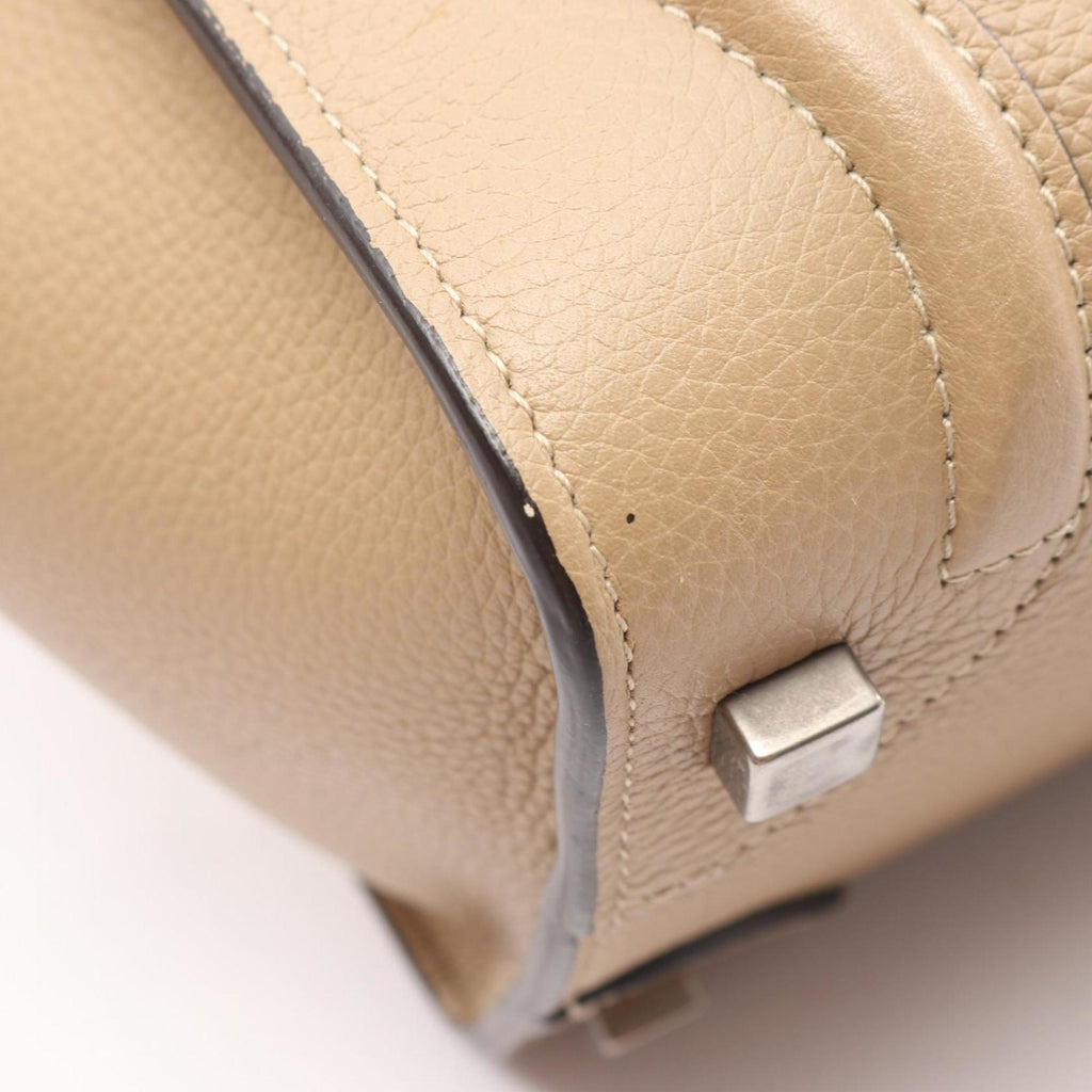Celine Luggage Micro Shopper Handbag, Leather, Women's, Beige, 189793