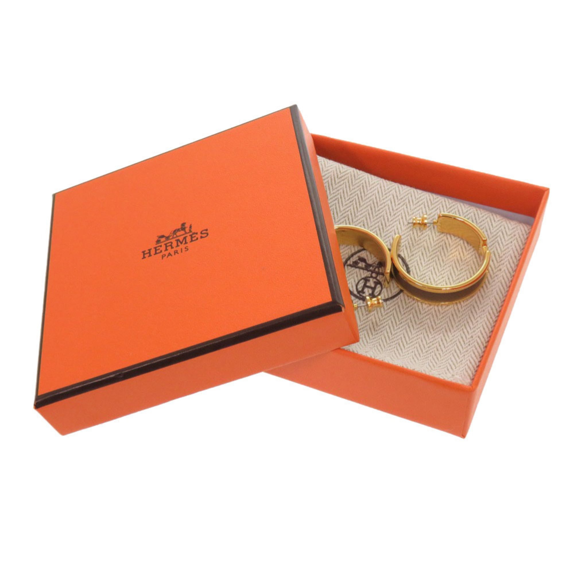 Unused Hermès Olympe Etoupe earrings with gold hardware, 1567 HERMES — Like New