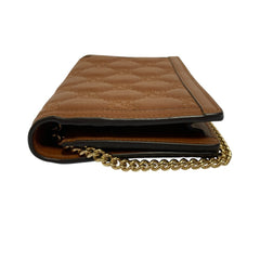 GUCCI GG Matelasse Leather Wallet, Chain Shoulder Bag, 723787, Brown, Women's — Like New