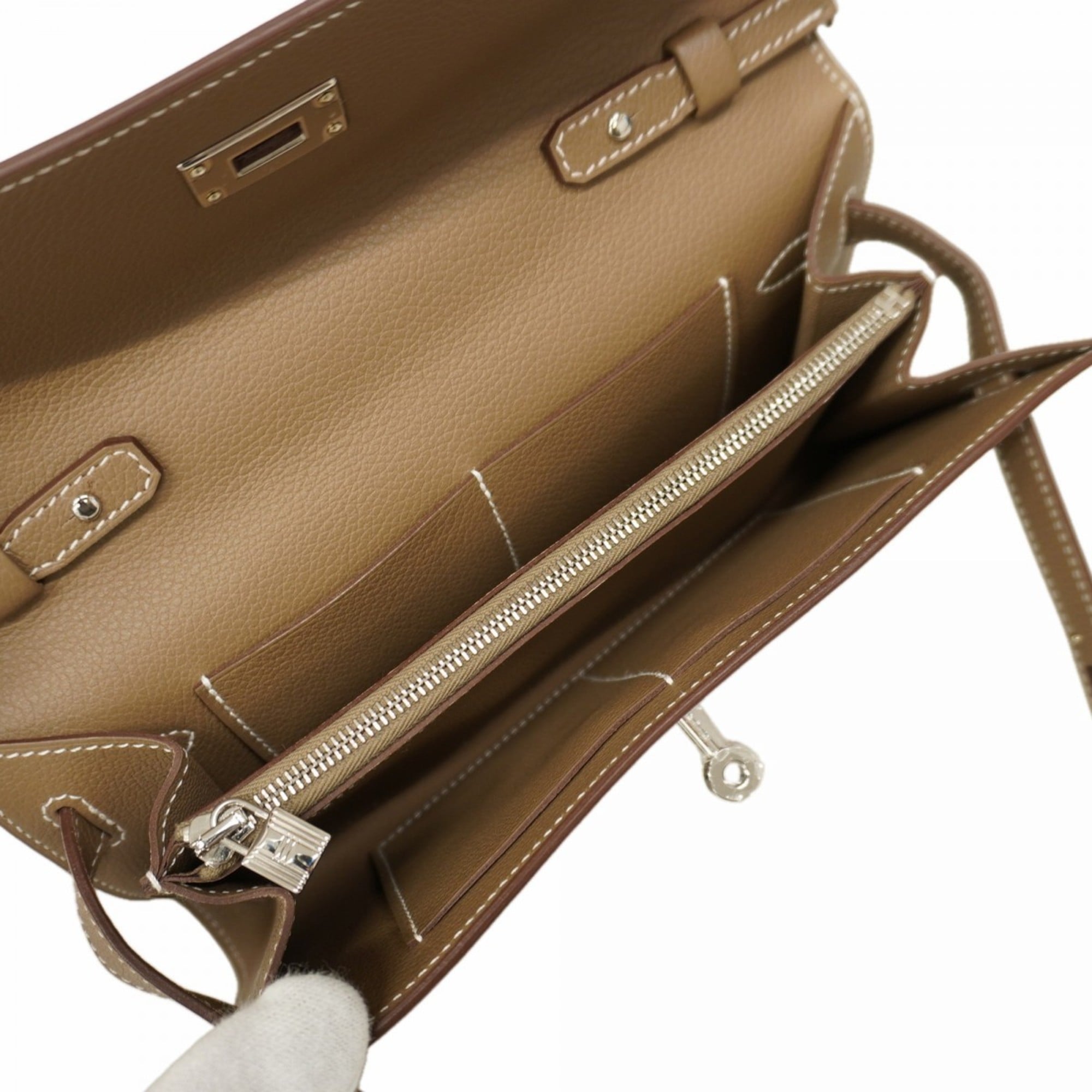 Hermes Hermès Kelly To Go Evercolor Etoupe Wallet with K Stamp for Women