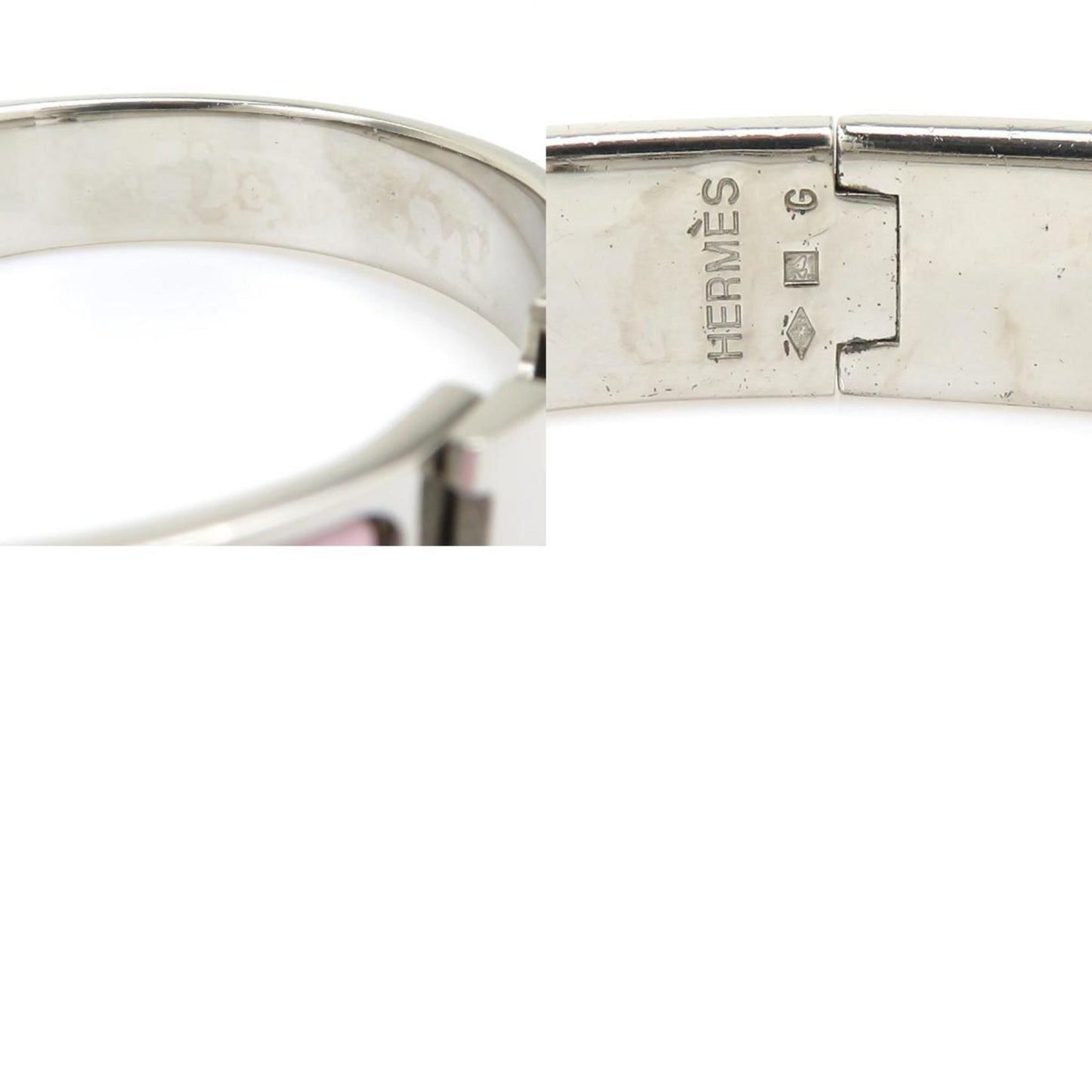 Hermes HERMES Bangle Bracelet Click Clack Metal Enamel Silver Light Pink Women's e60507a