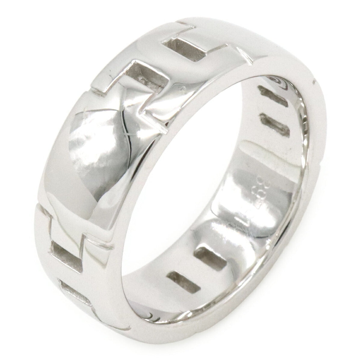 HERMES Hercules Ring, 18KWG (750WG) White Gold, Size #51 (approx. Japanese size 1) — Like New