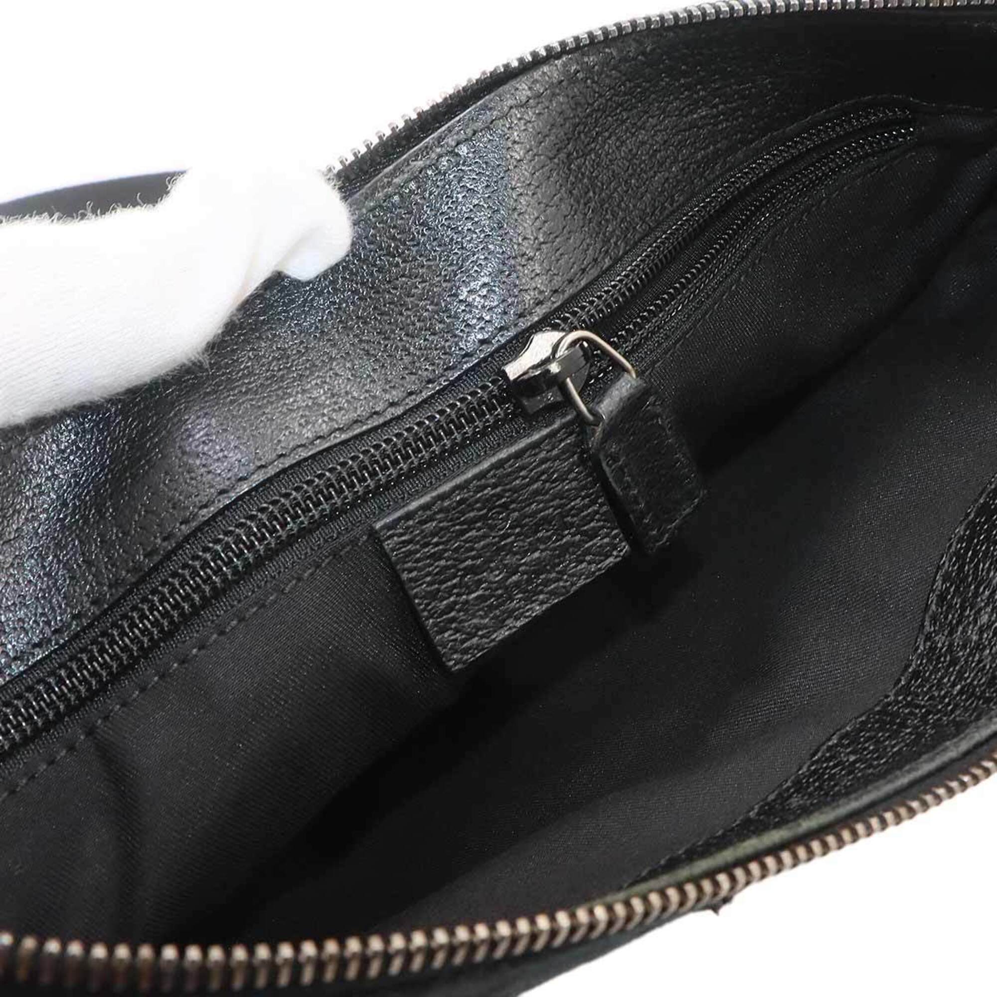 Gucci GG Canvas Shoulder Handbag, Leather, Black, 114273, Silver Hardware — Like New