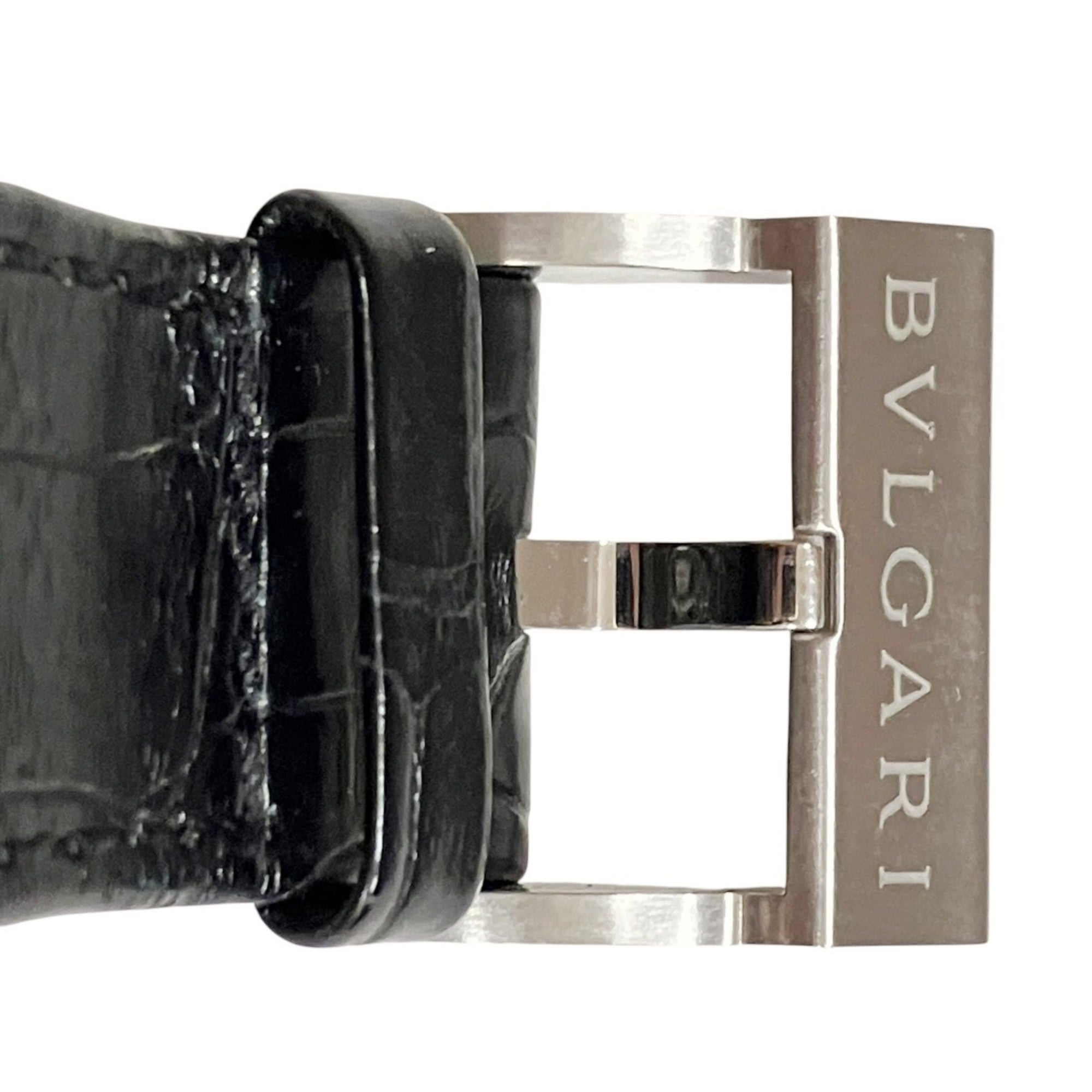 Bulgari Daniel Roth Chronosprint Watch, Total Weight 147.3g, Stainless Steel, Genuine Leather Strap, Quartz Movement, Black Dial, BRE56BSLDCHS — Very Good