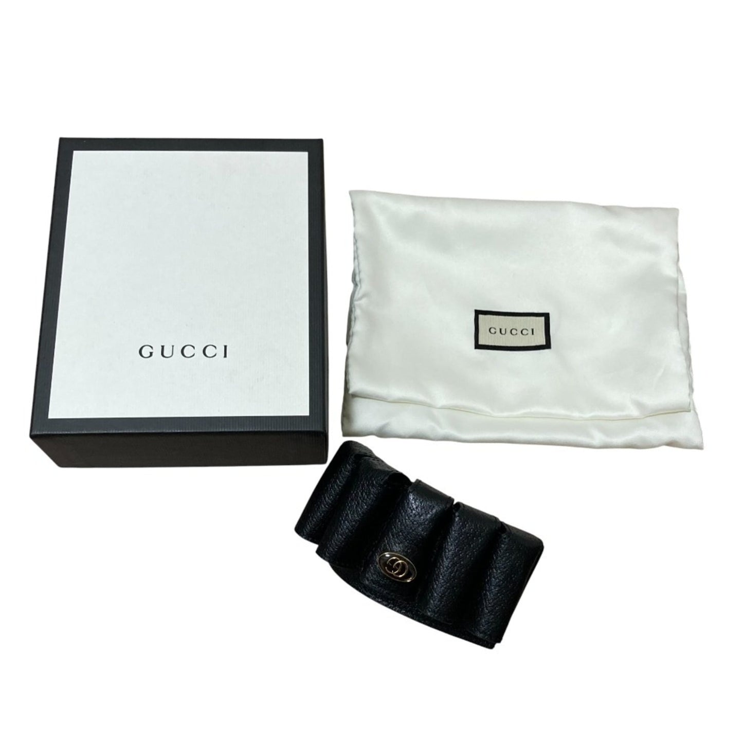 GUCCI Gucci Leather Bracelet Lipstick Case 615992 Black Women's
