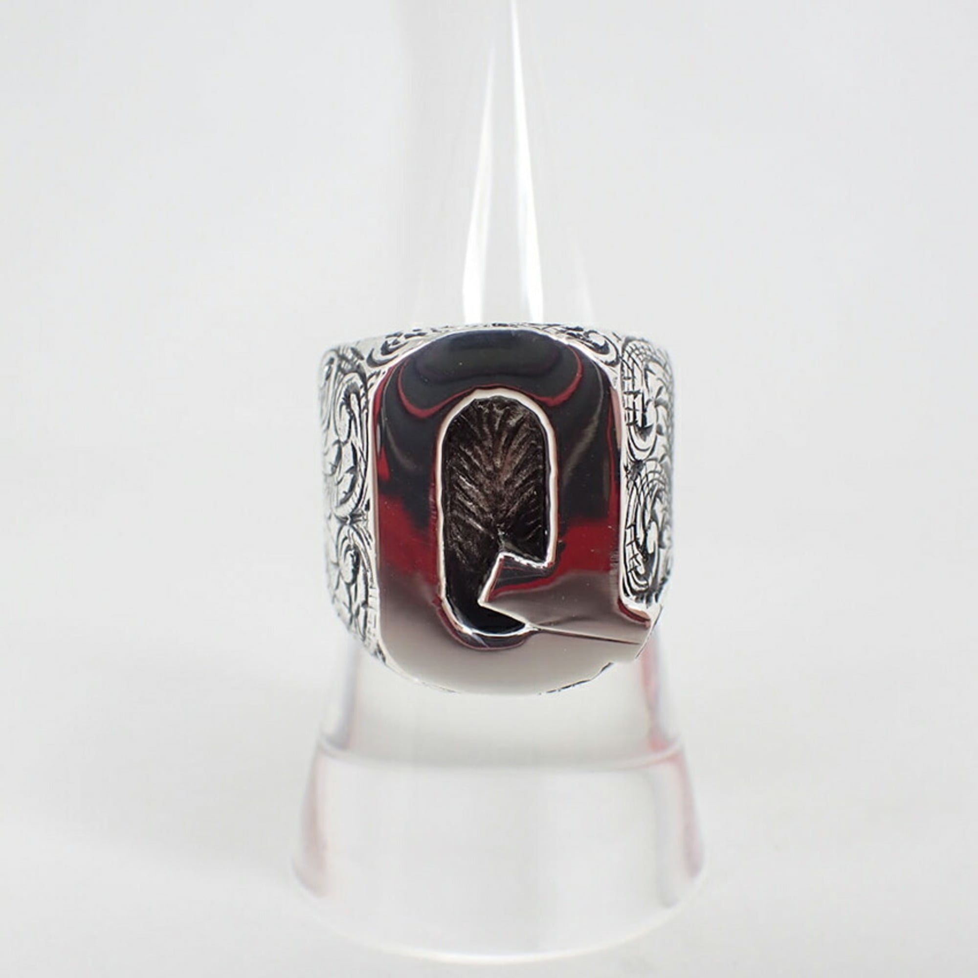 GUCCI Ag925 Alphabet Q Ring, Size 19 — Like New